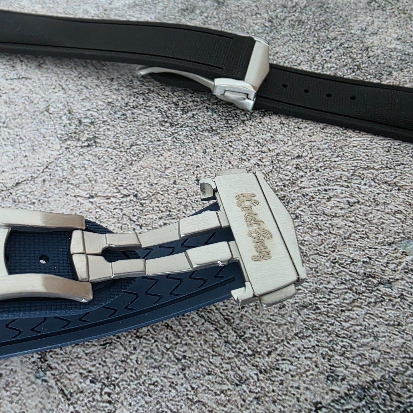 Marine Pro Deploy FKM Rubber Watch Strap 20mm 21mm 22mm Blue - Wrist Envy