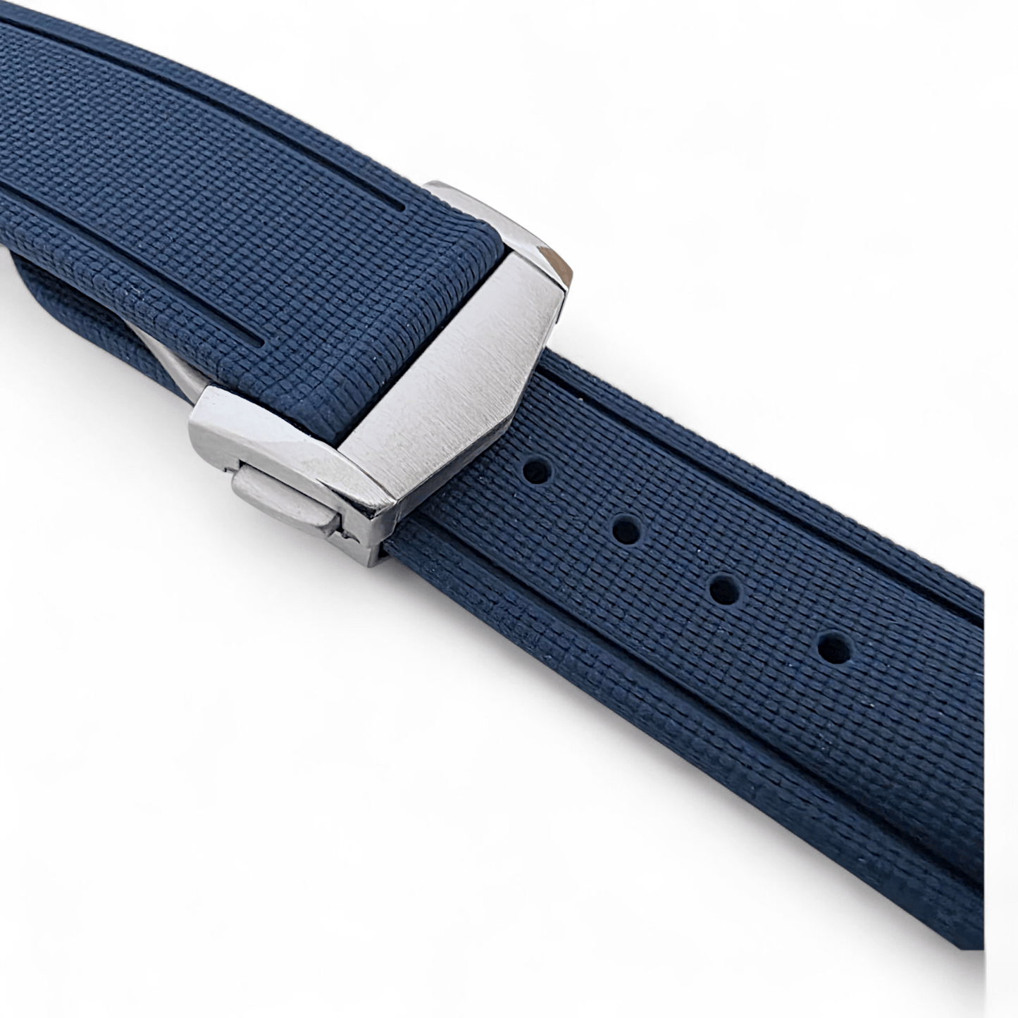 Marine Pro Deploy FKM Rubber Watch Strap 20mm 21mm 22mm Blue - Wrist Envy