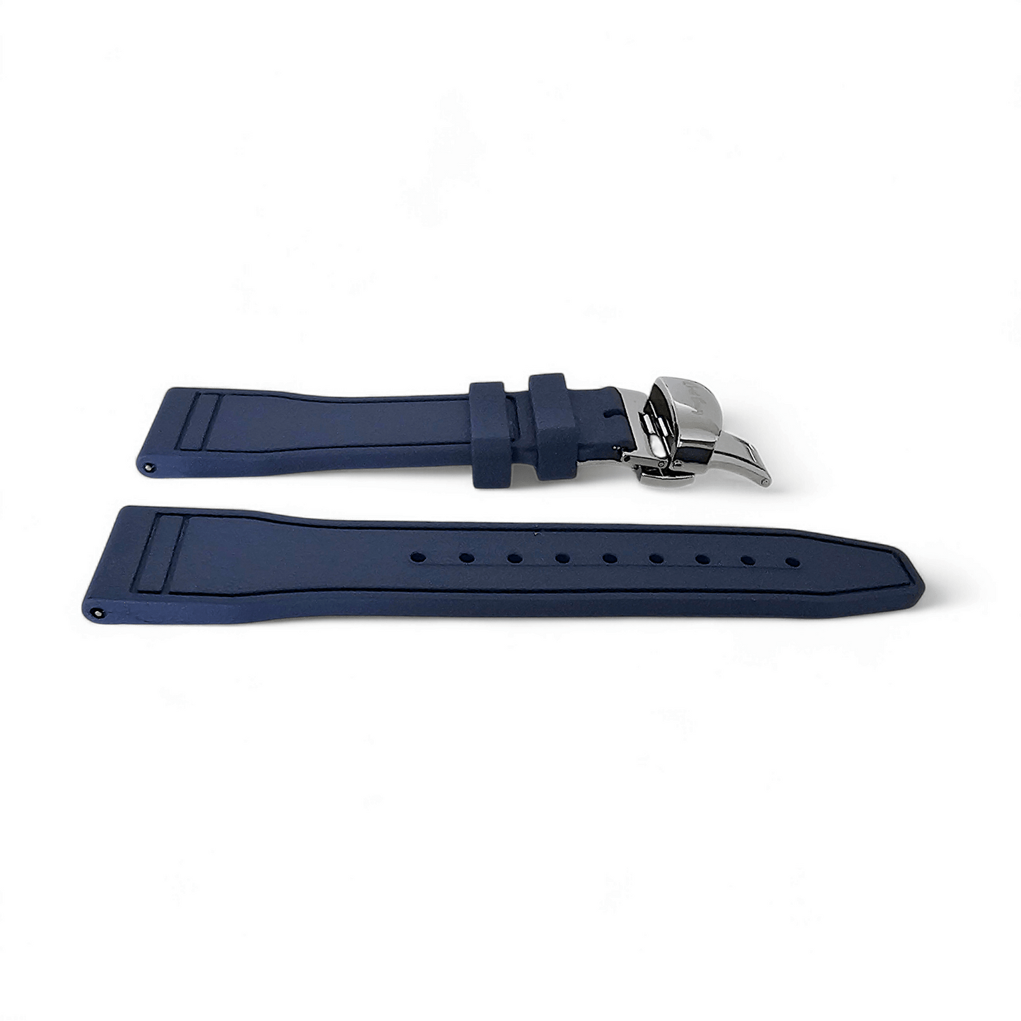 Natural Rubber Pilot Flieger Style Deployment Clasp Watch Strap Band 20mm 21mm 22mm Blue - Wrist Envy
