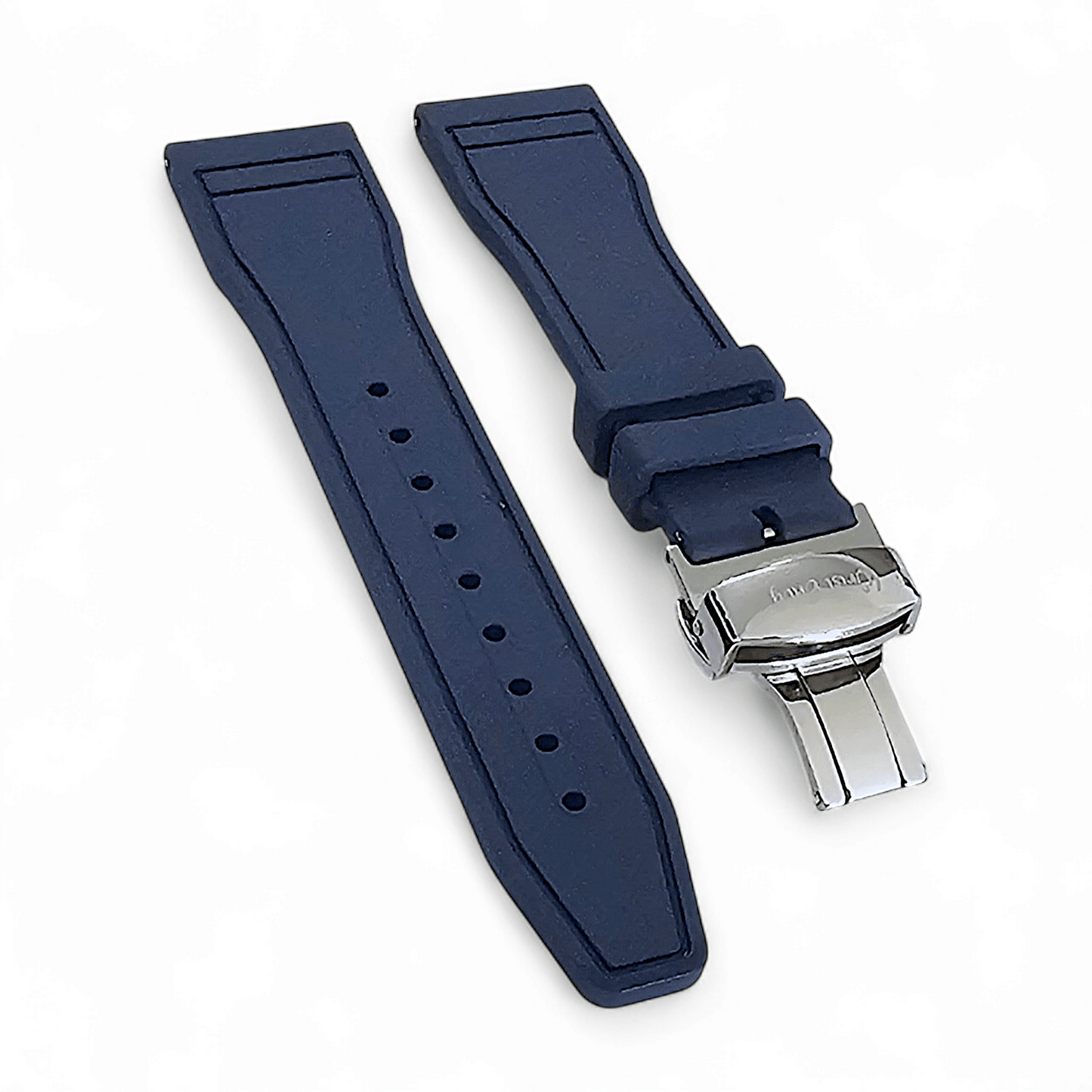 Natural Rubber Pilot Flieger Style Deployment Clasp Watch Strap Band 20mm 21mm 22mm Blue - Wrist Envy