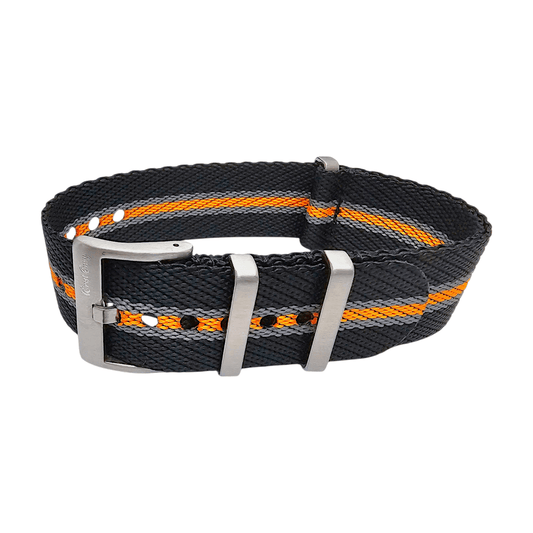 Nylon Watch Military Strap Black Orange Grey 20mm 22mm - Wrist Envy