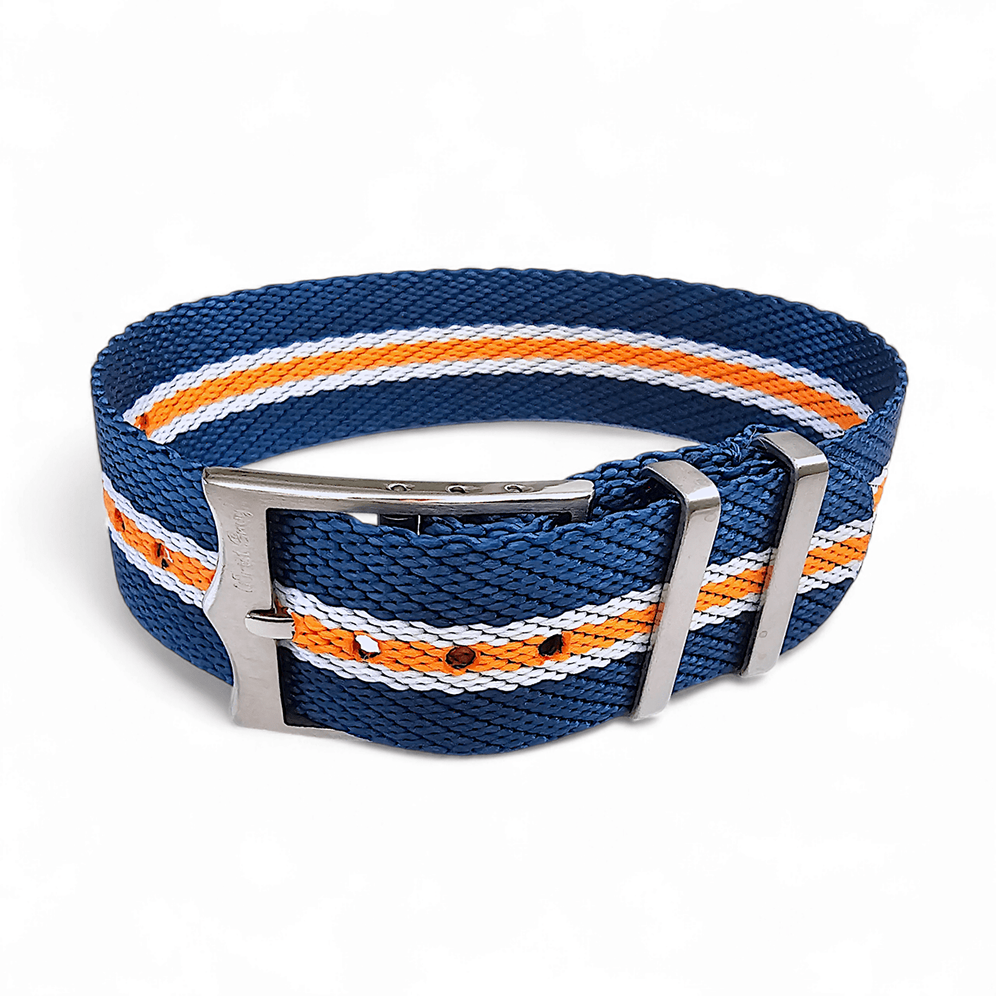 Nylon Watch Strap Band Military One Piece MOD 20mm For Tudor Buckle Blue Orange - Wrist Envy