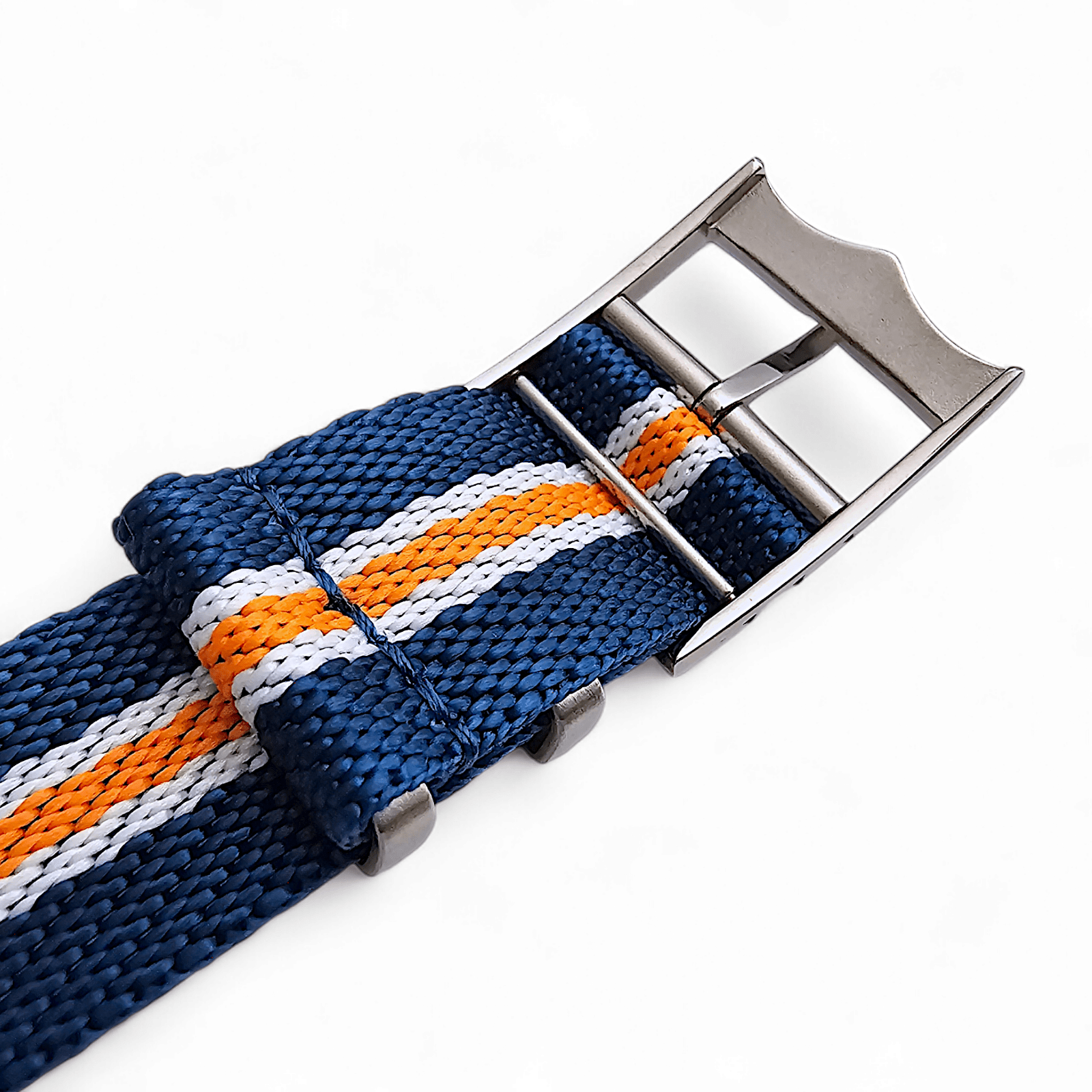 Nylon Watch Strap Band Military One Piece MOD 20mm For Tudor Buckle Blue Orange - Wrist Envy