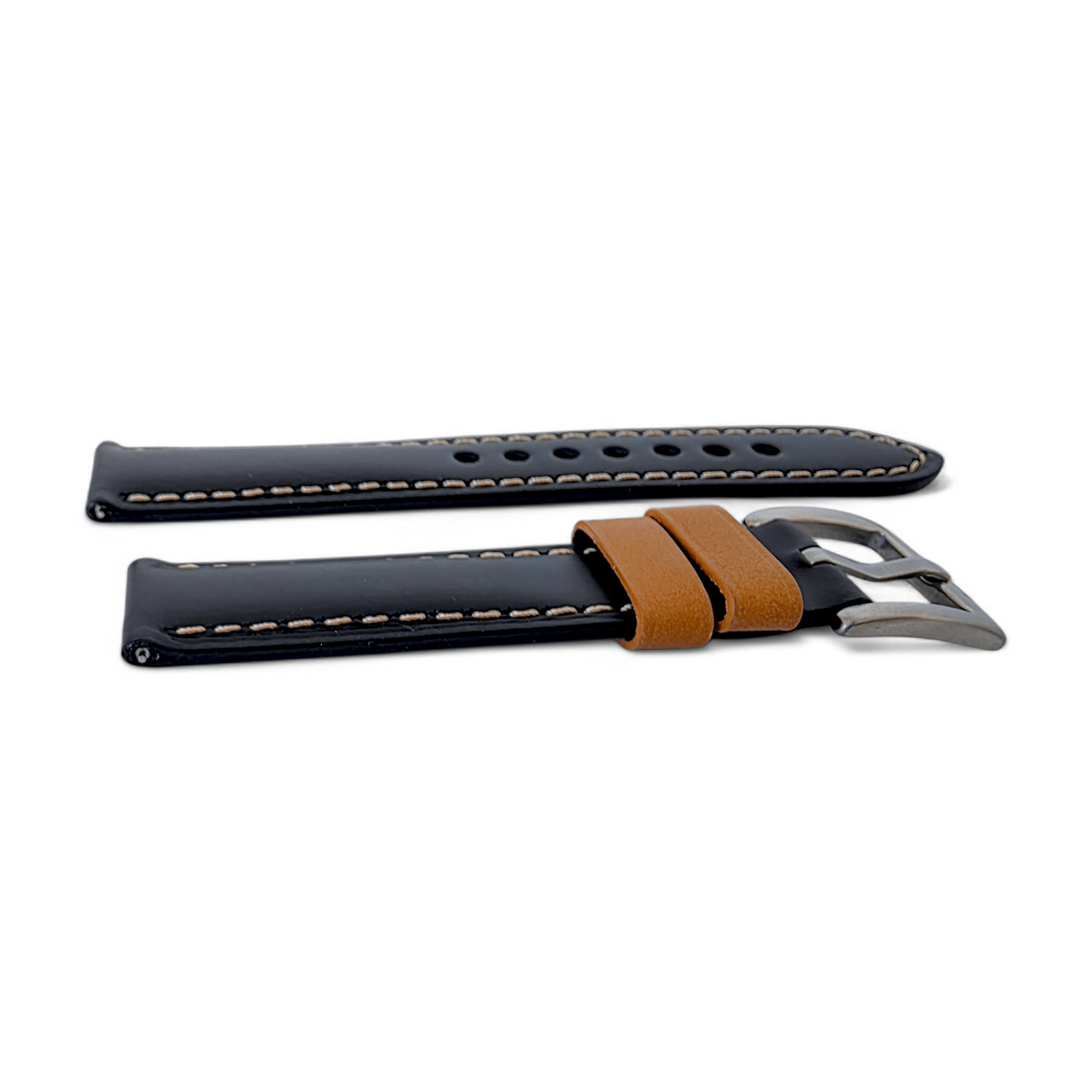 Padded Calf Skin Leather Watch Strap 20mm 22mm Black - Wrist Envy