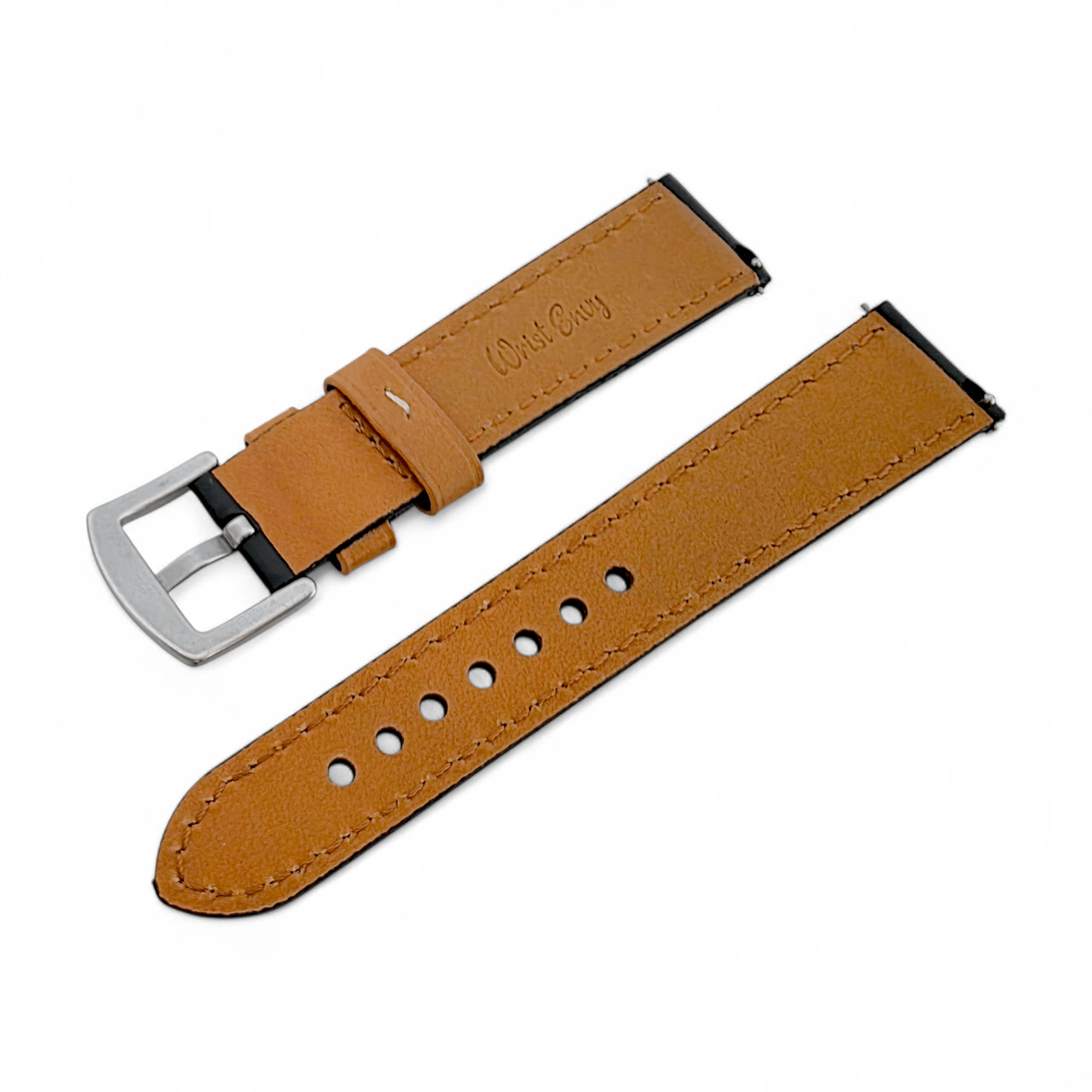 Padded Calf Skin Leather Watch Strap 20mm 22mm Black - Wrist Envy