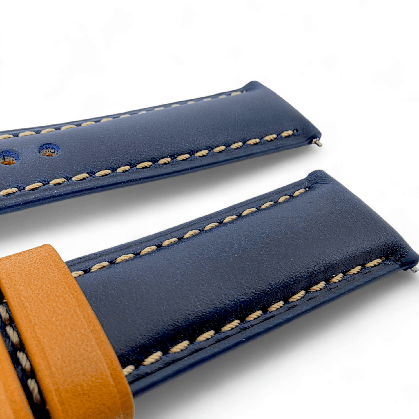 Padded Calf Skin Leather Watch Strap 20mm 22mm Blue - Wrist Envy