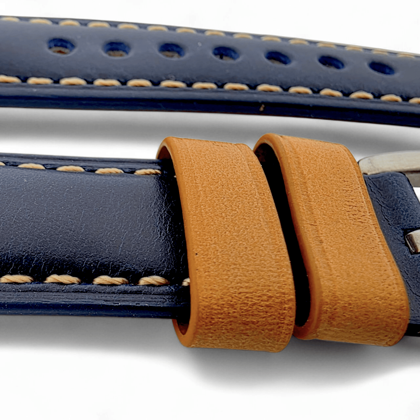 Padded Calf Skin Leather Watch Strap 20mm 22mm Blue - Wrist Envy