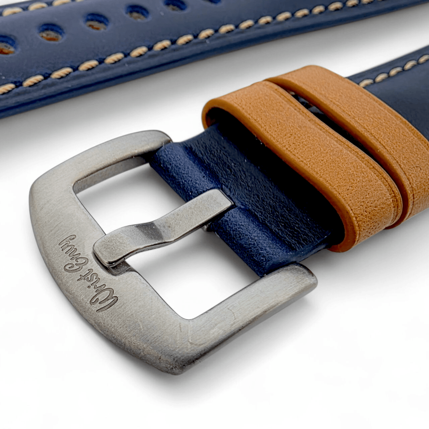 Padded Calf Skin Leather Watch Strap 20mm 22mm Blue - Wrist Envy