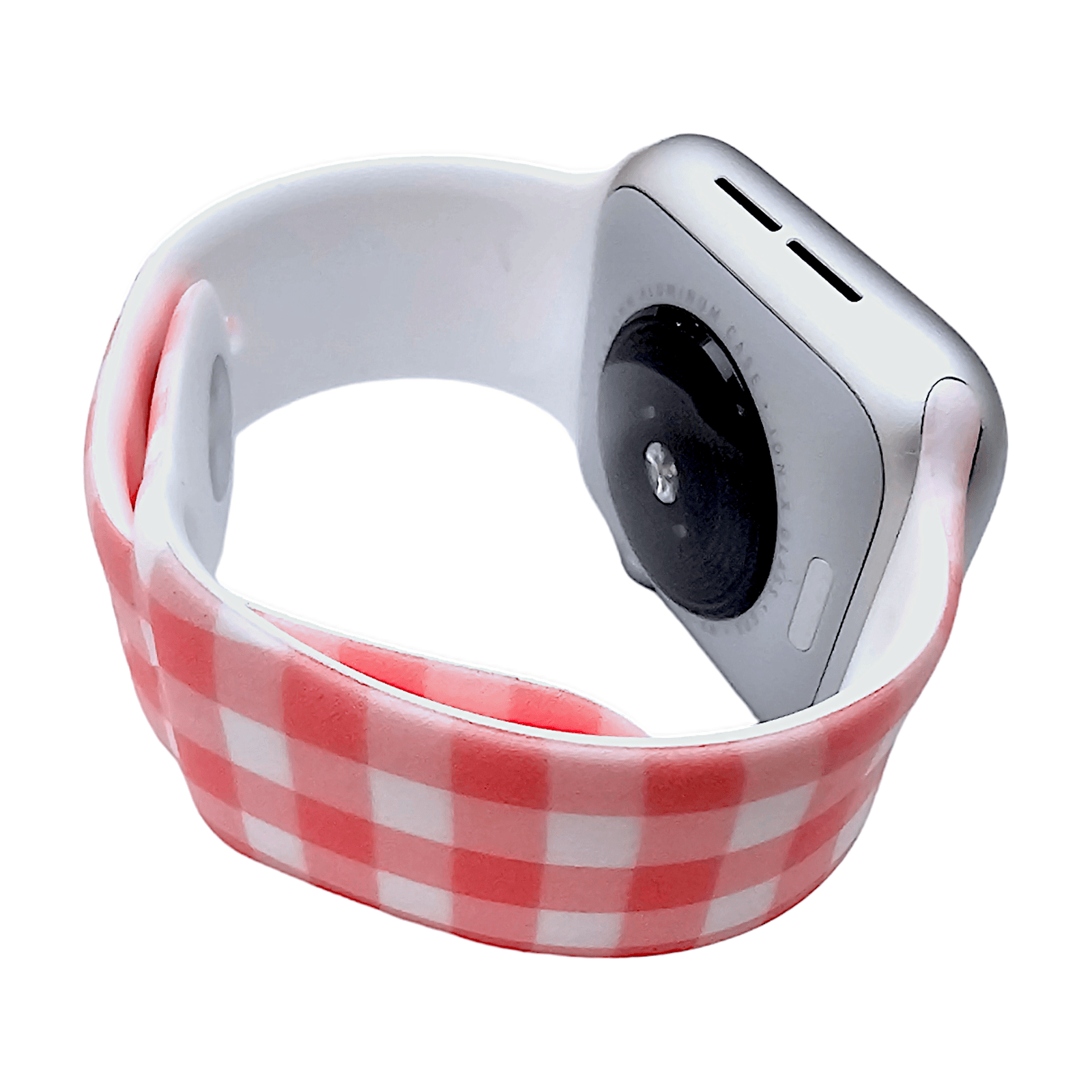 Plaid Checked Patterned Silicone Watch Strap For Apple Watch Pink White - Wrist Envy
