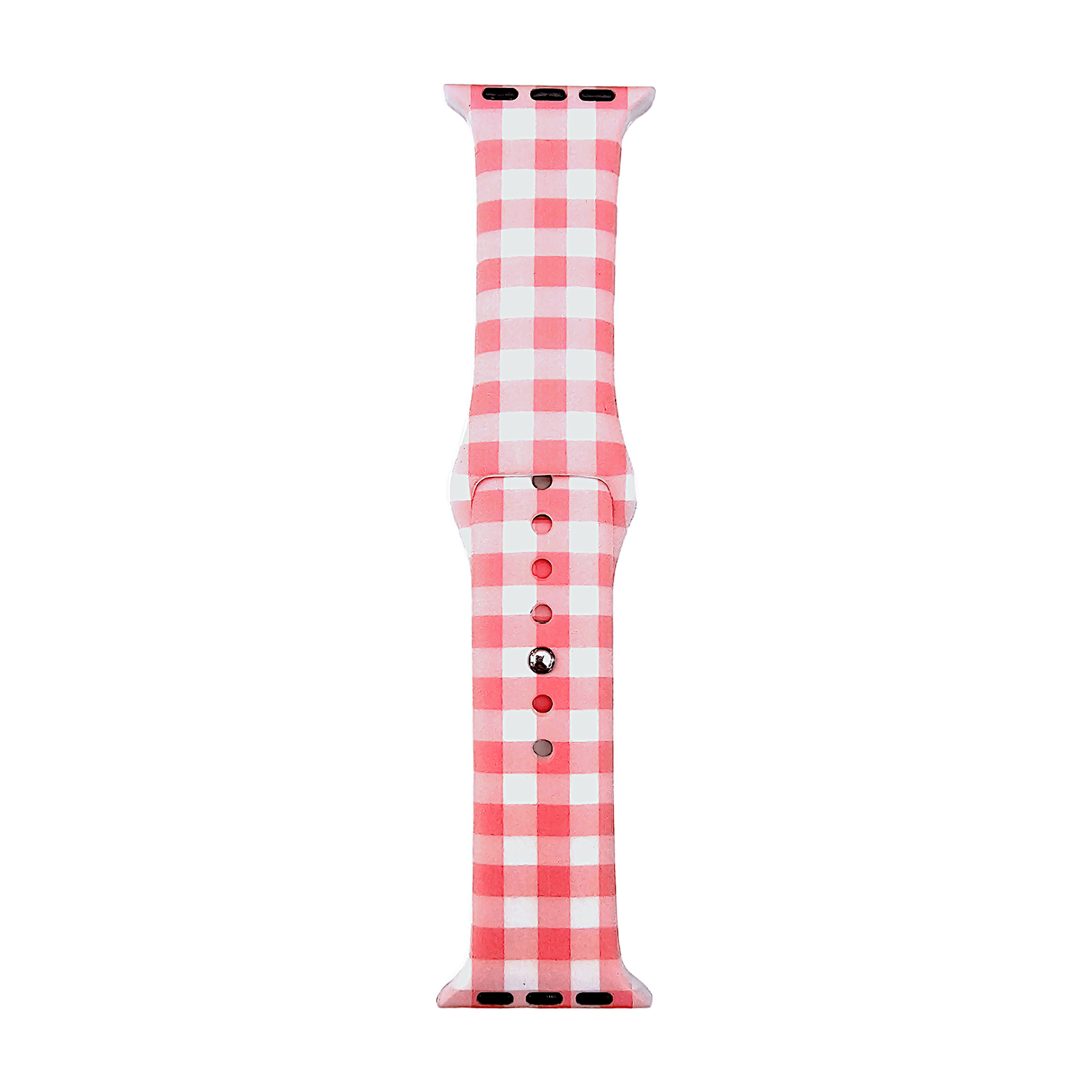 Plaid Checked Patterned Silicone Watch Strap For Apple Watch Pink White - Wrist Envy