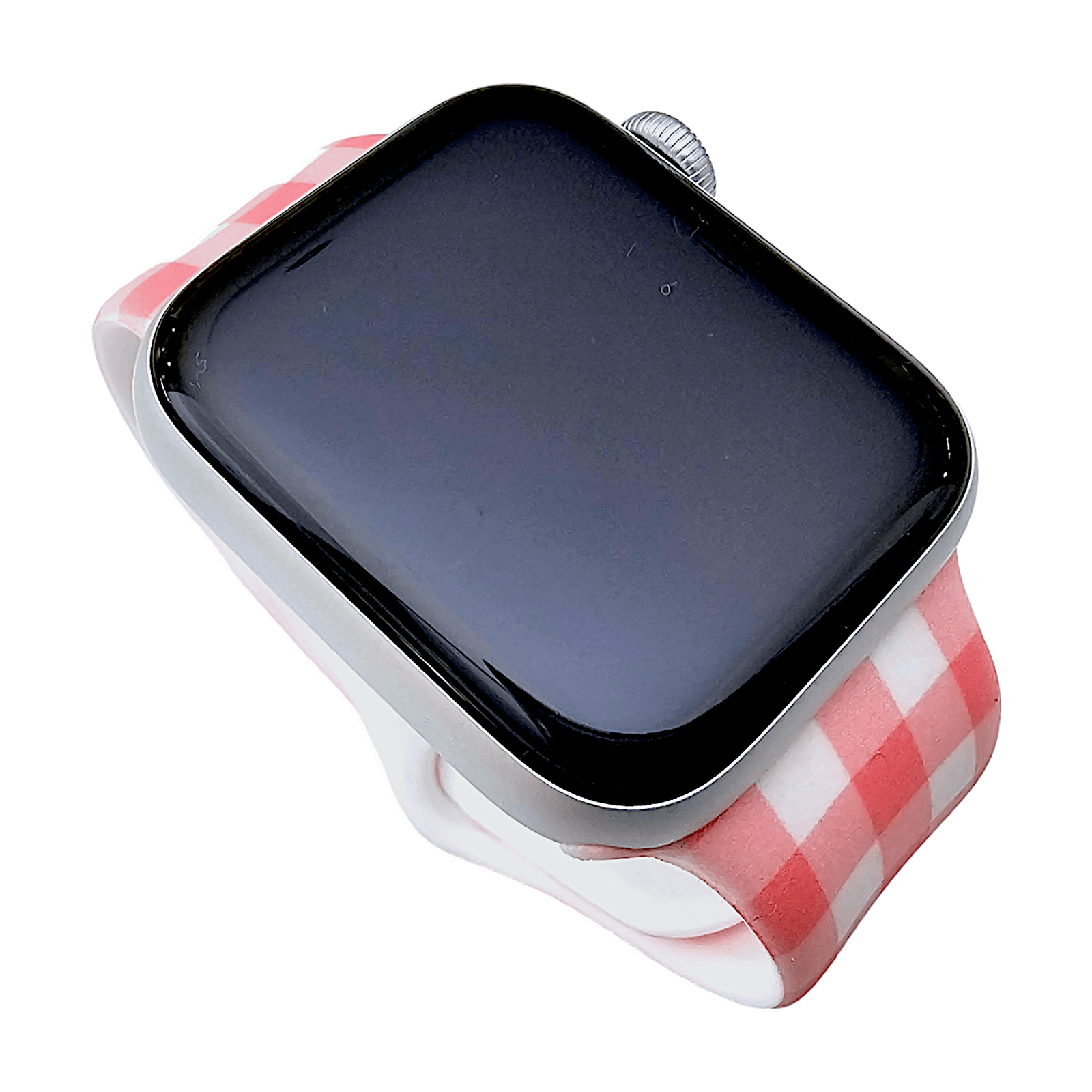Plaid Checked Patterned Silicone Watch Strap For Apple Watch Pink White - Wrist Envy