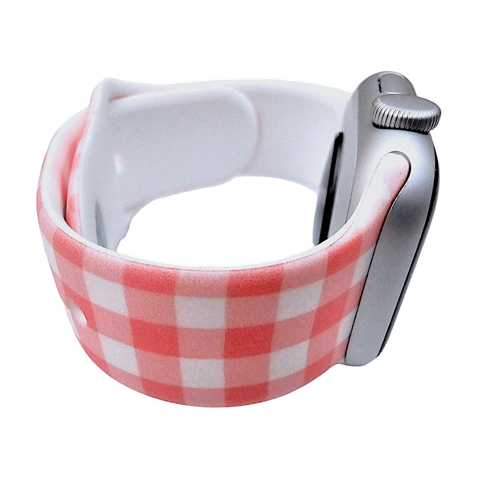 Plaid Checked Patterned Silicone Watch Strap For Apple Watch Pink White - Wrist Envy