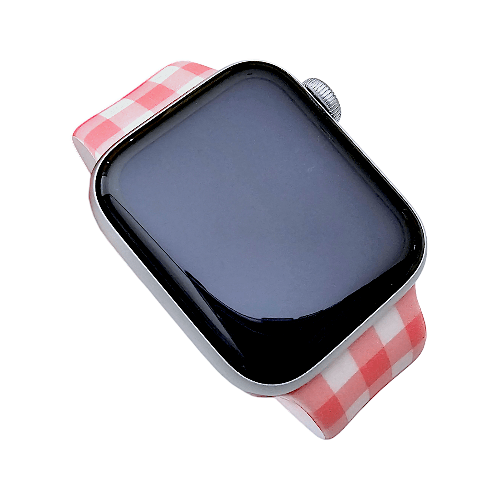 Plaid Checked Patterned Silicone Watch Strap For Apple Watch Pink White - Wrist Envy