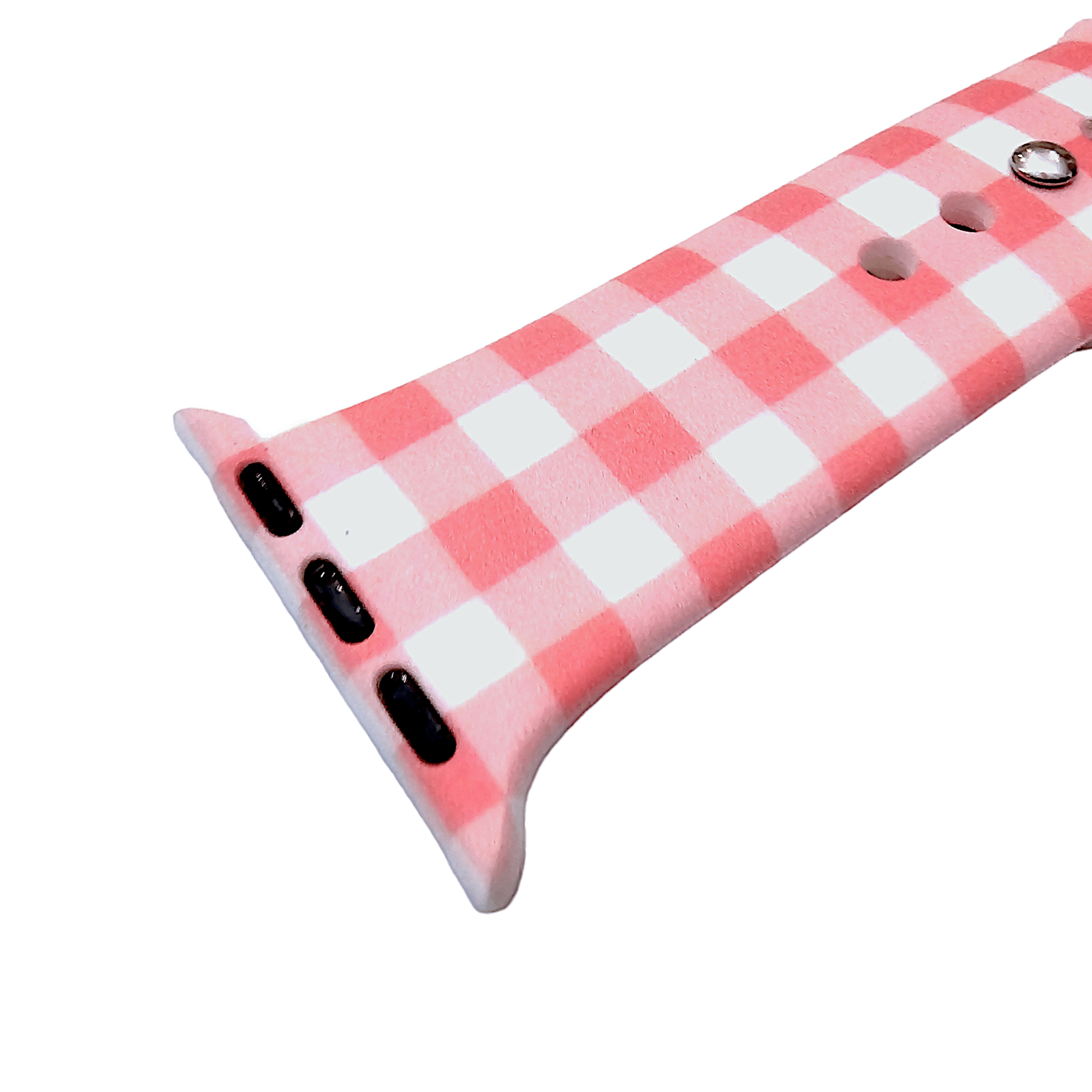 Plaid Checked Patterned Silicone Watch Strap For Apple Watch Pink White - Wrist Envy
