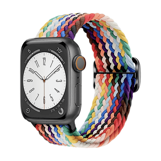 Premium Braided Adjustable Loop Watch Strap For Apple Watch Rainbow - Wrist Envy