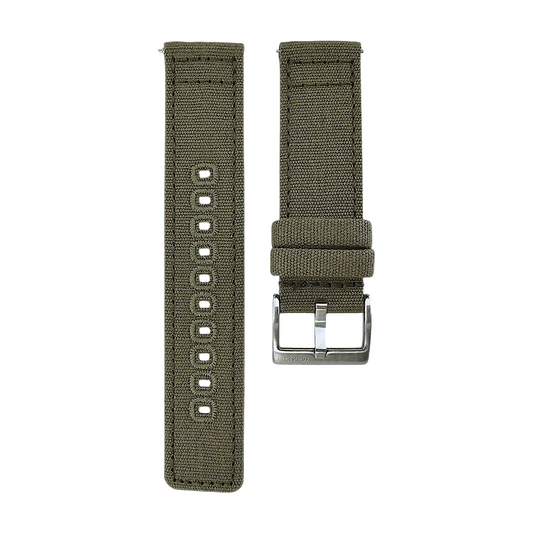 Premium Canvas Sailcloth Watch Strap Quick Release 20mm 22mm Army Green - Wrist Envy