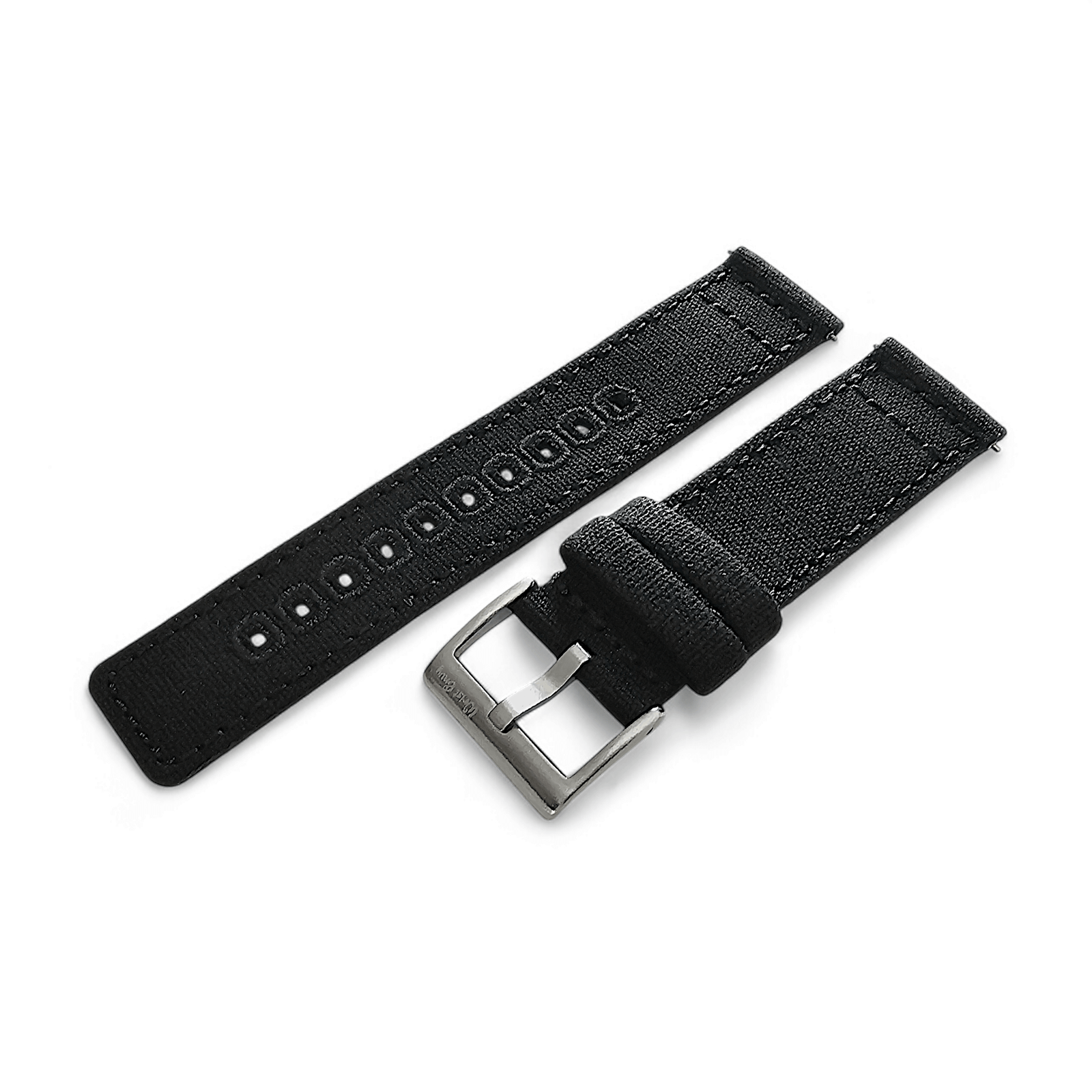 Premium Canvas Sailcloth Watch Strap Quick Release 20mm 22mm Black - Wrist Envy