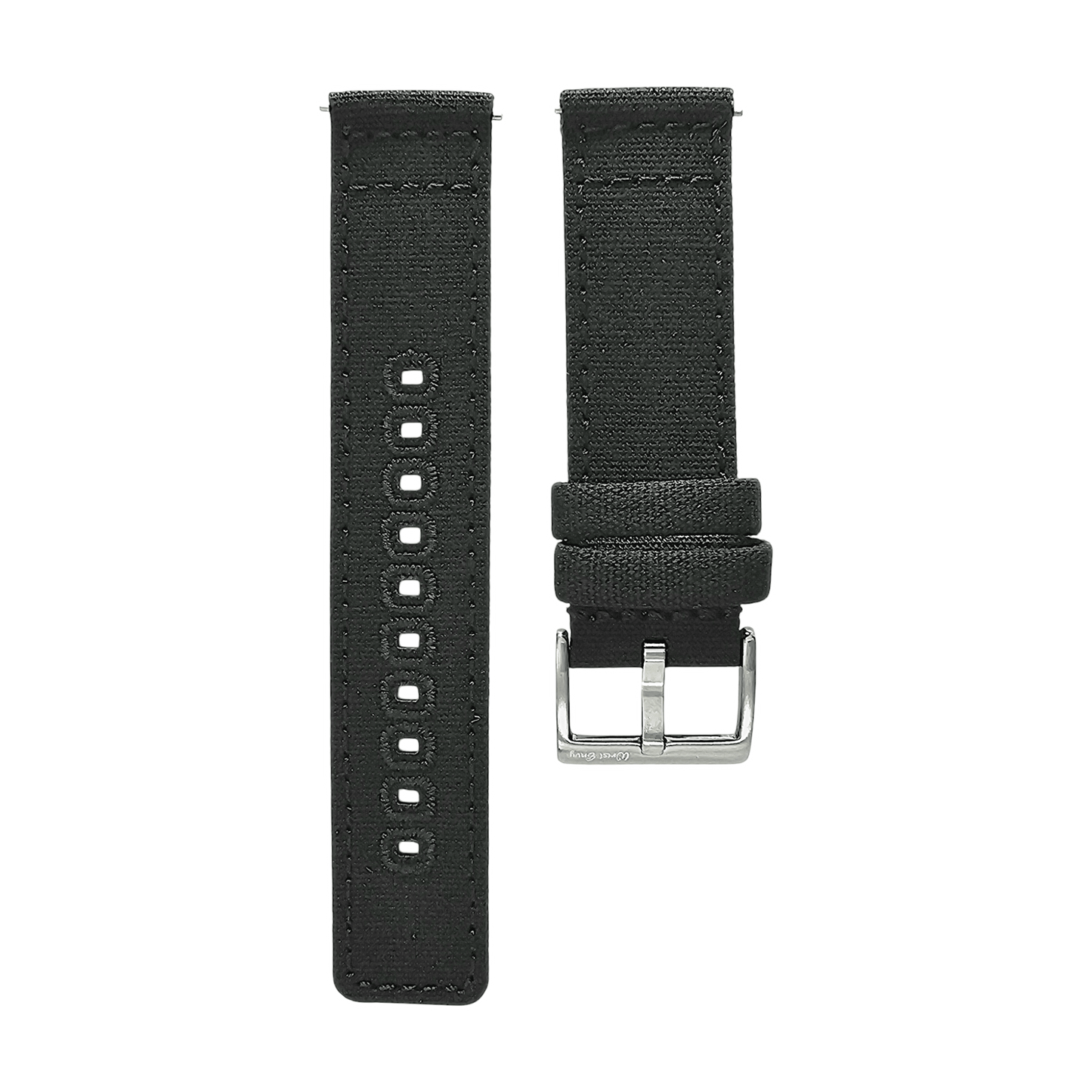 Premium Canvas Sailcloth Watch Strap Quick Release 20mm 22mm Black - Wrist Envy