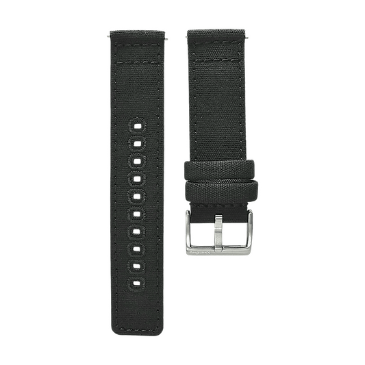 Premium Canvas Sailcloth Watch Strap Quick Release 20mm 22mm Black - Wrist Envy