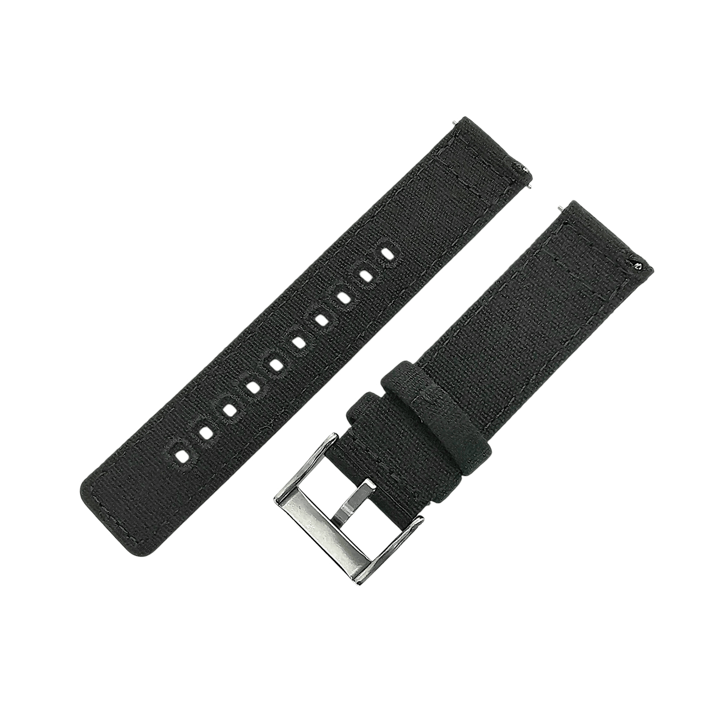 Premium Canvas Sailcloth Watch Strap Quick Release 20mm 22mm Black - Wrist Envy