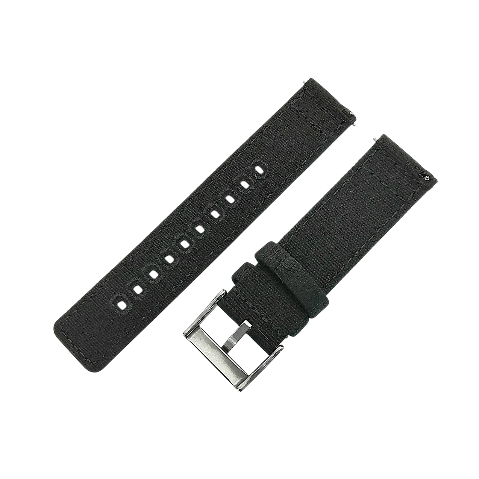 Premium Canvas Sailcloth Watch Strap Quick Release 20mm 22mm Black - Wrist Envy