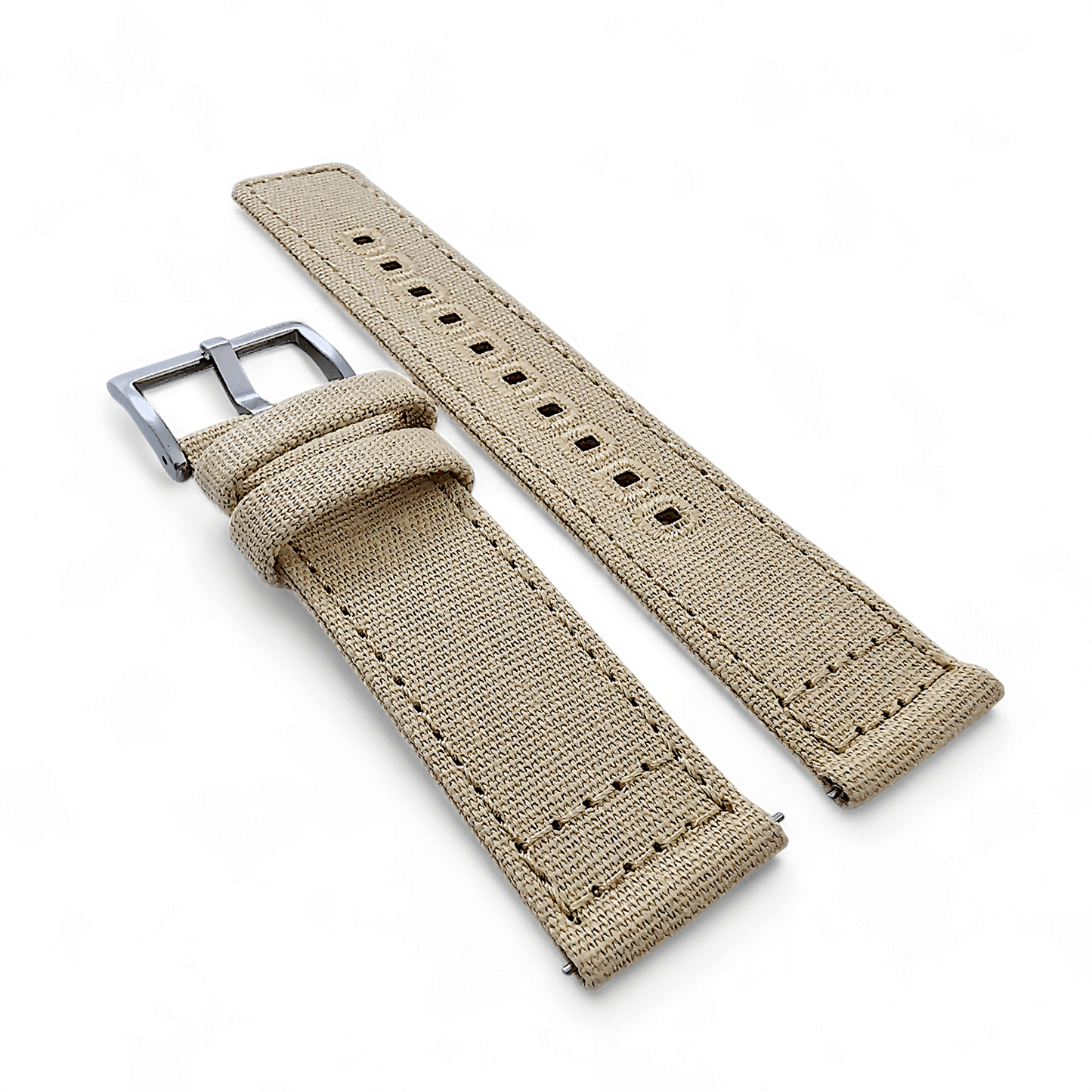 Premium Canvas Sailcloth Watch Strap Quick Release 20mm 22mm Khaki Beige - Wrist Envy
