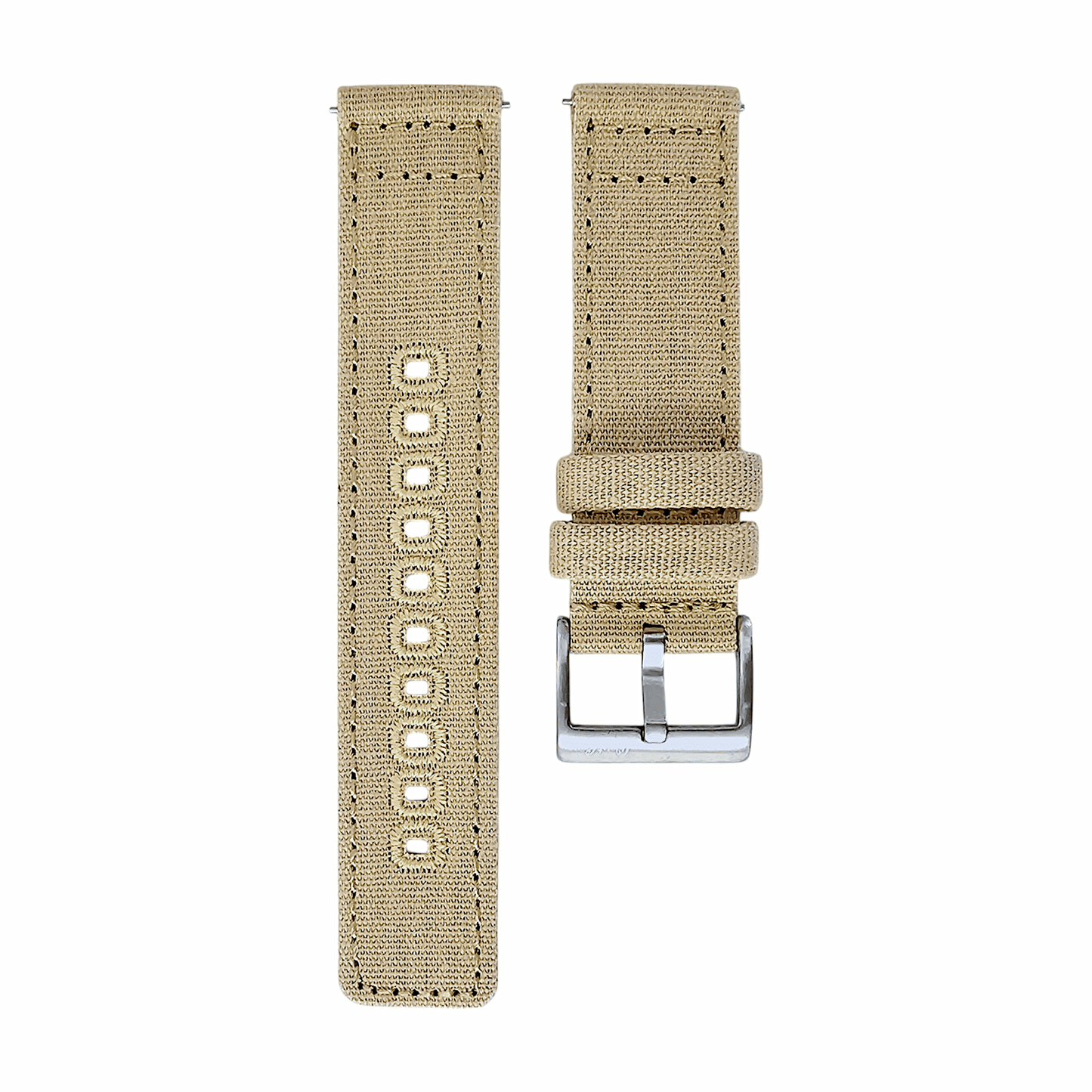 Premium Canvas Sailcloth Watch Strap Quick Release 20mm 22mm Khaki Beige - Wrist Envy