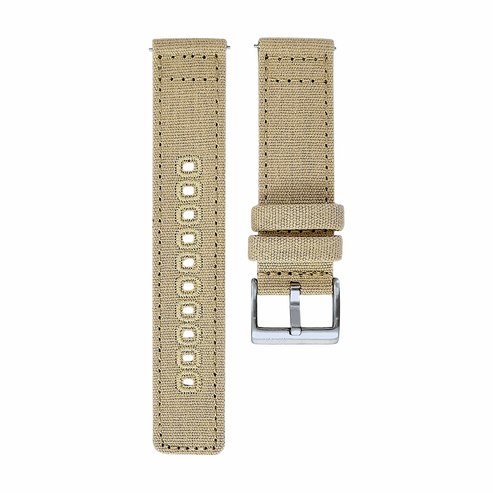 Premium Canvas Sailcloth Watch Strap Quick Release 20mm 22mm Khaki Beige - Wrist Envy