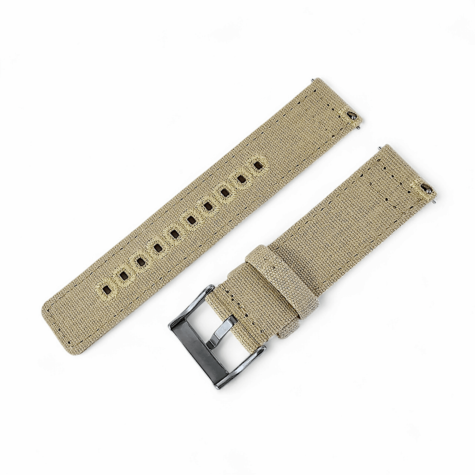 Premium Canvas Sailcloth Watch Strap Quick Release 20mm 22mm Khaki Beige - Wrist Envy