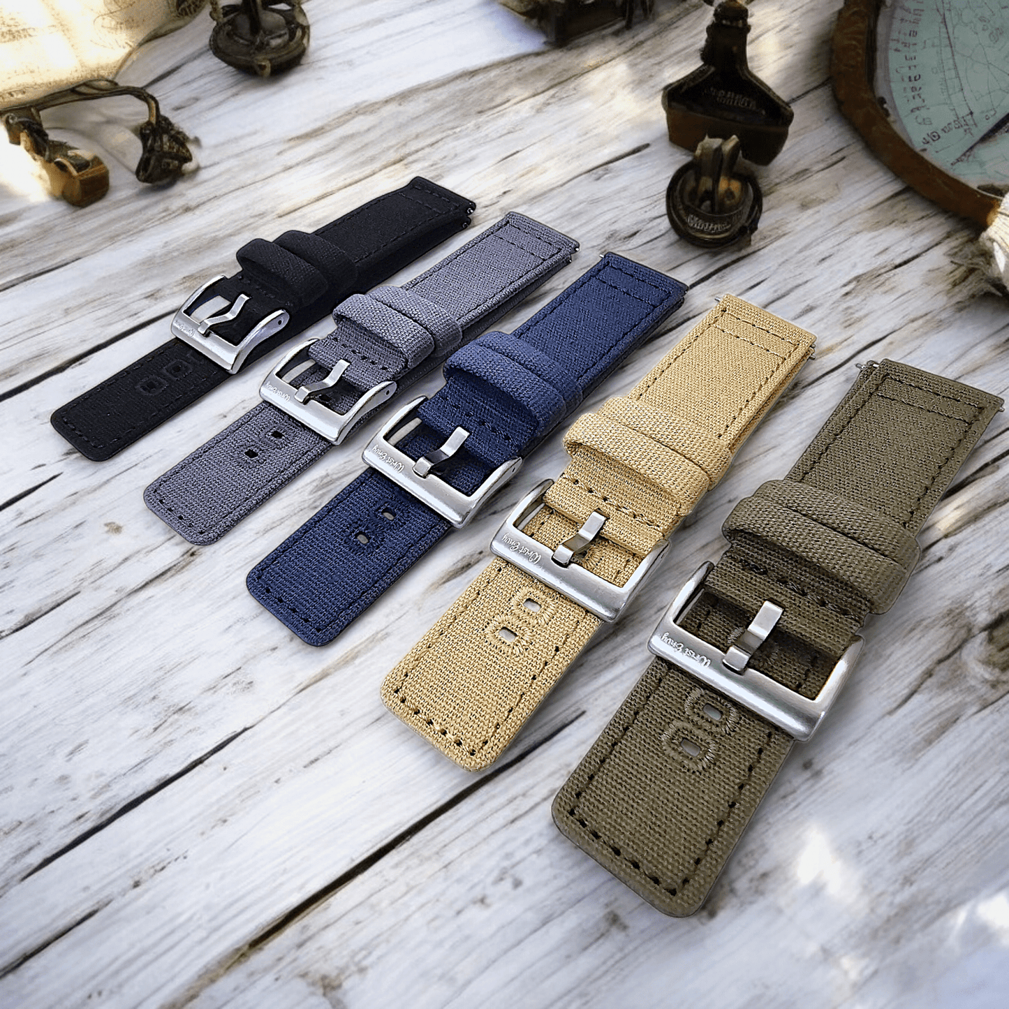 Premium Canvas Sailcloth Watch Strap Quick Release 20mm 22mm Slate Grey - Wrist Envy