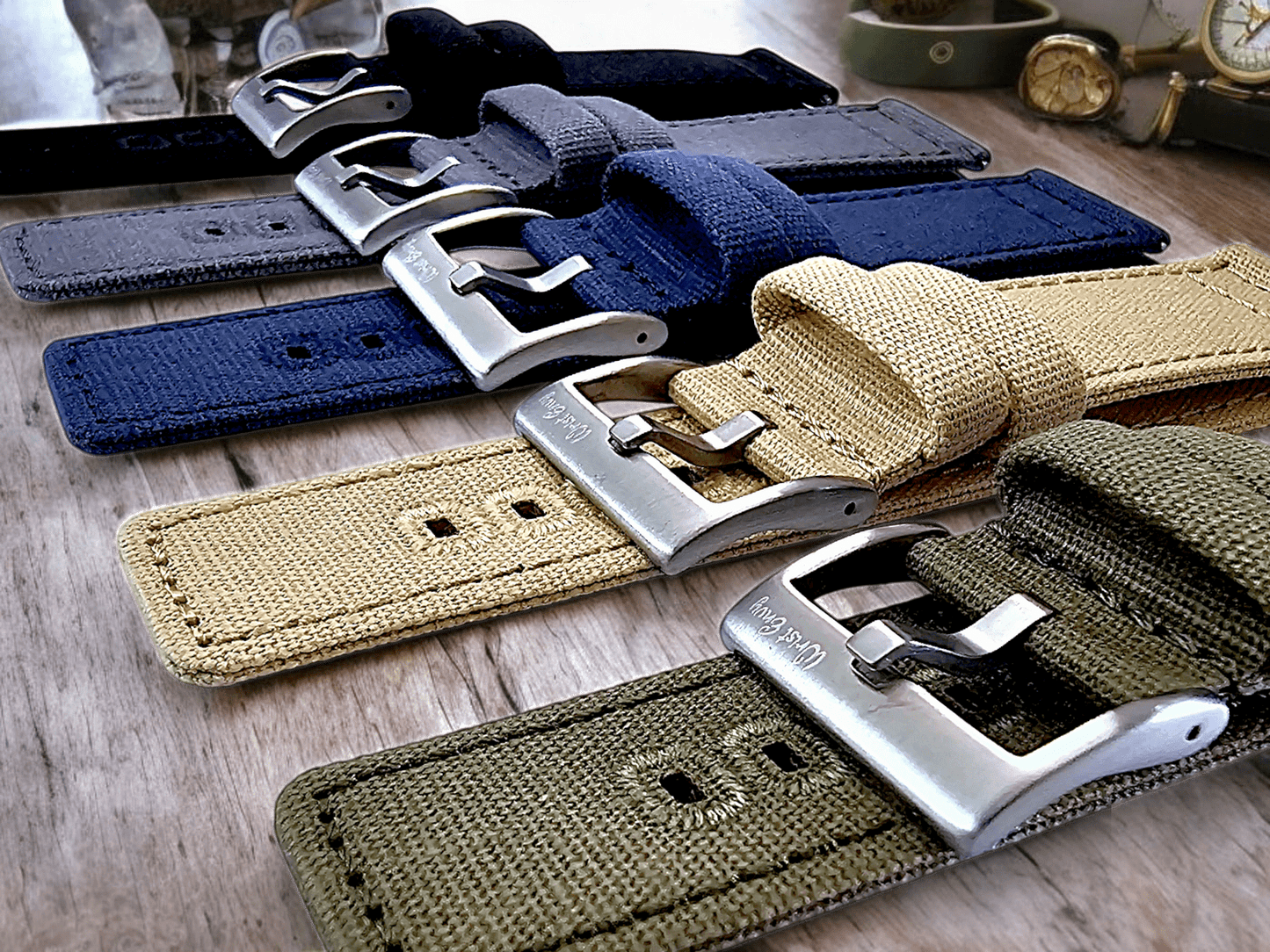 Premium Canvas Sailcloth Watch Strap Quick Release 20mm 22mm Slate Grey - Wrist Envy