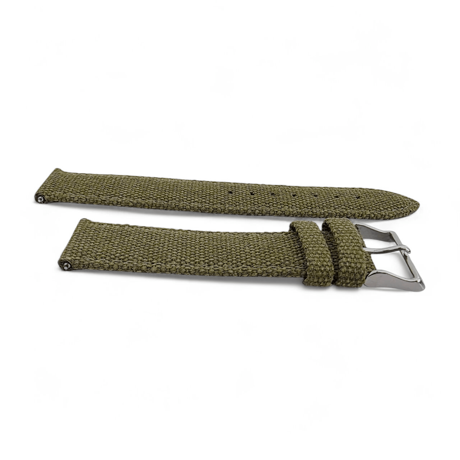 Premium Canvas Watch Strap 4mm Thick 18mm 20mm 22mm Army Green - Wrist Envy