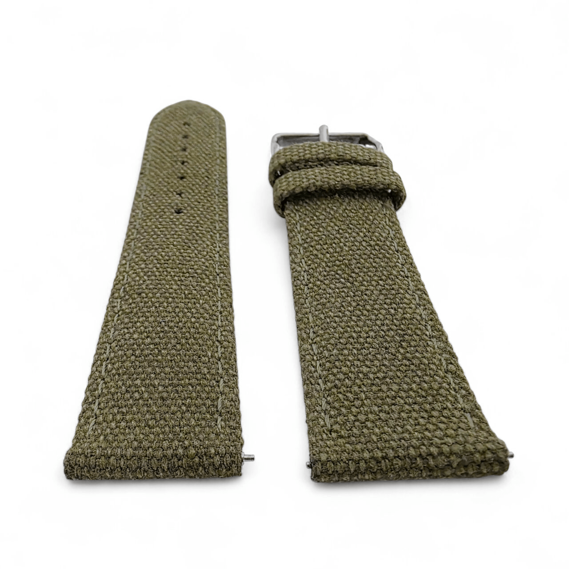 Premium Canvas Watch Strap 4mm Thick 18mm 20mm 22mm Army Green - Wrist Envy