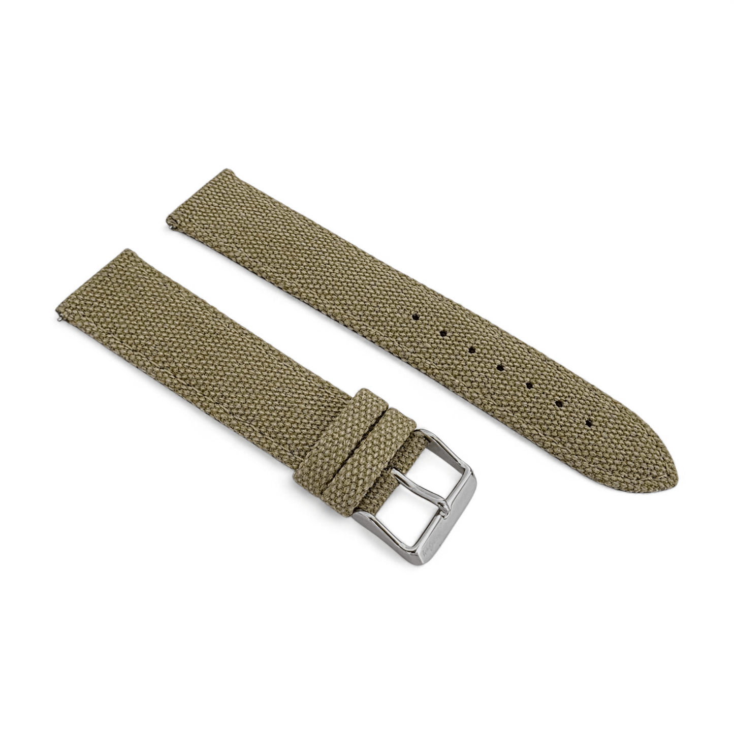 Premium Canvas Watch Strap 4mm Thick 18mm 20mm 22mm Khaki Beige - Wrist Envy