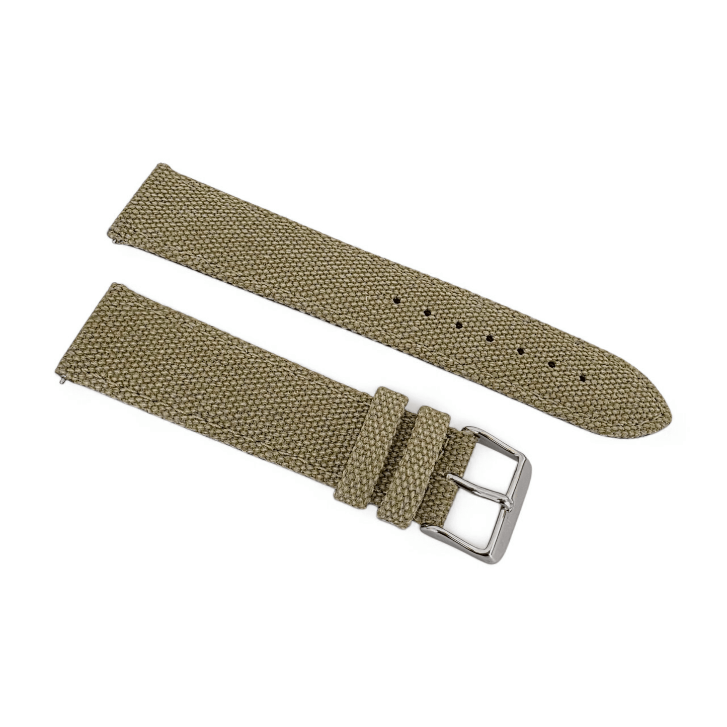 Premium Canvas Watch Strap 4mm Thick 18mm 20mm 22mm Khaki Beige - Wrist Envy