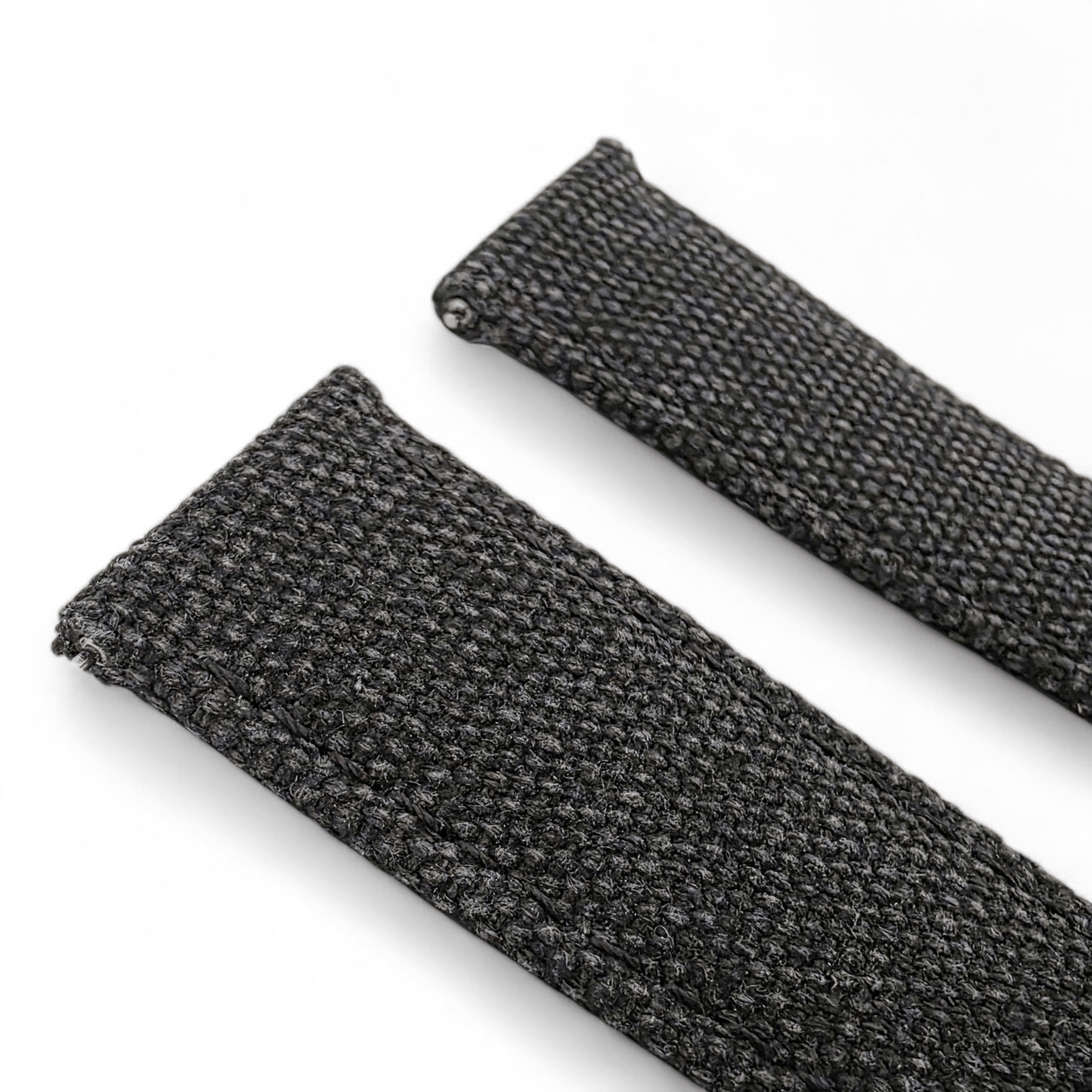 Premium Canvas Watch Strap 4mm Thick 18mm 20mm 22mm Washed Black - Wrist Envy