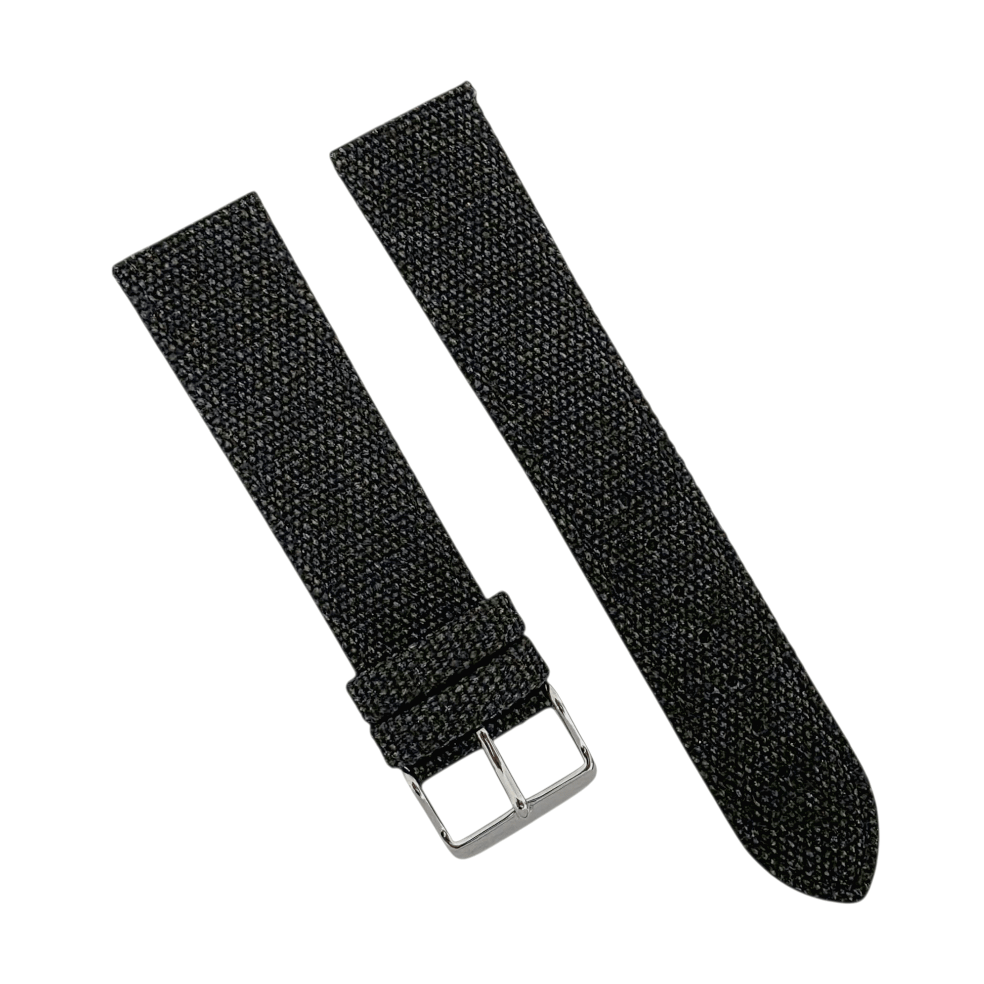 Premium Canvas Watch Strap 4mm Thick 18mm 20mm 22mm Washed Black - Wrist Envy