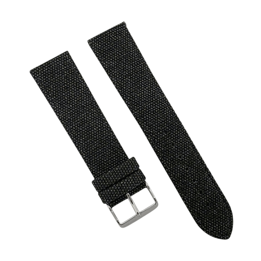 Premium Canvas Watch Strap 4mm Thick 18mm 20mm 22mm Washed Black - Wrist Envy