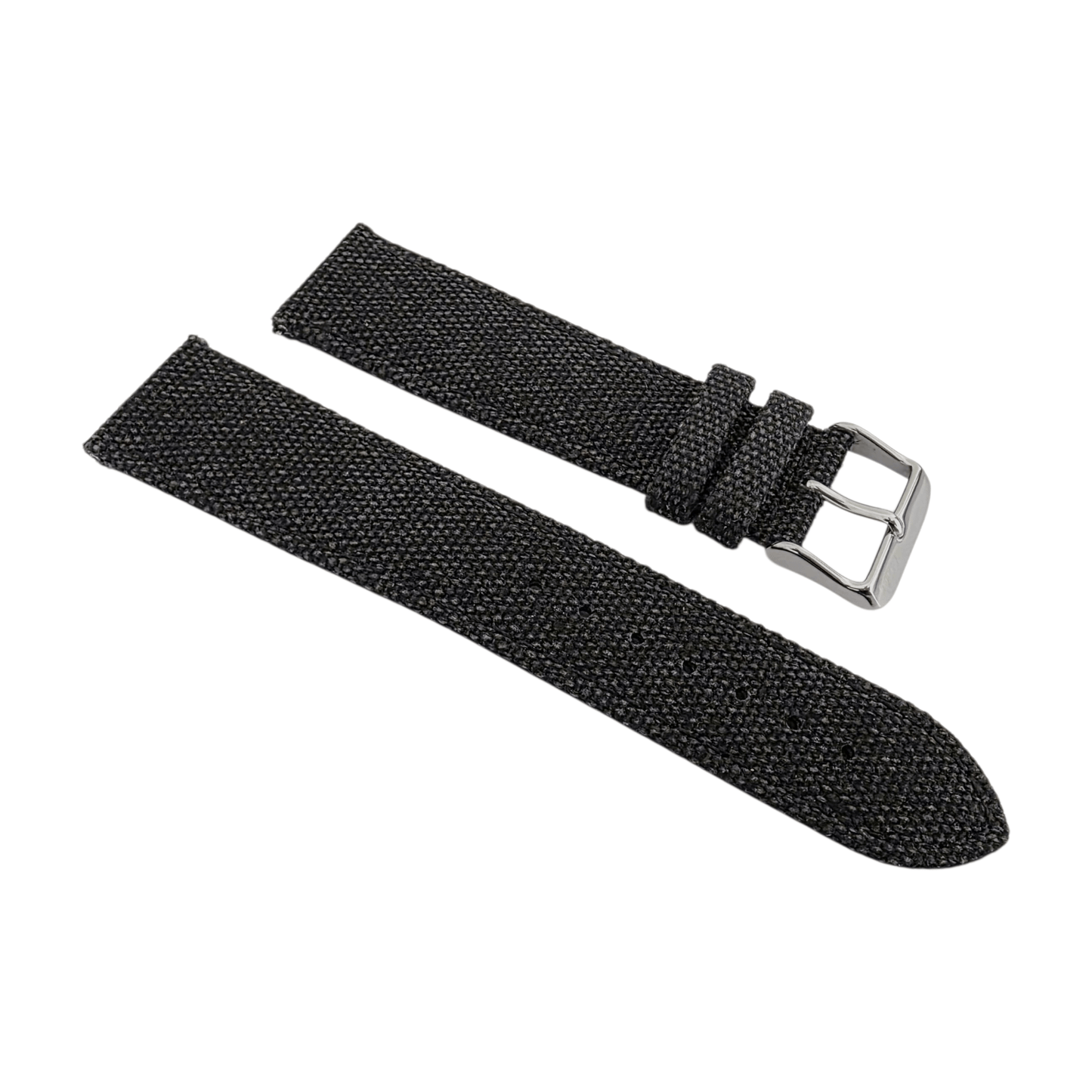 Premium Canvas Watch Strap 4mm Thick 18mm 20mm 22mm Washed Black - Wrist Envy