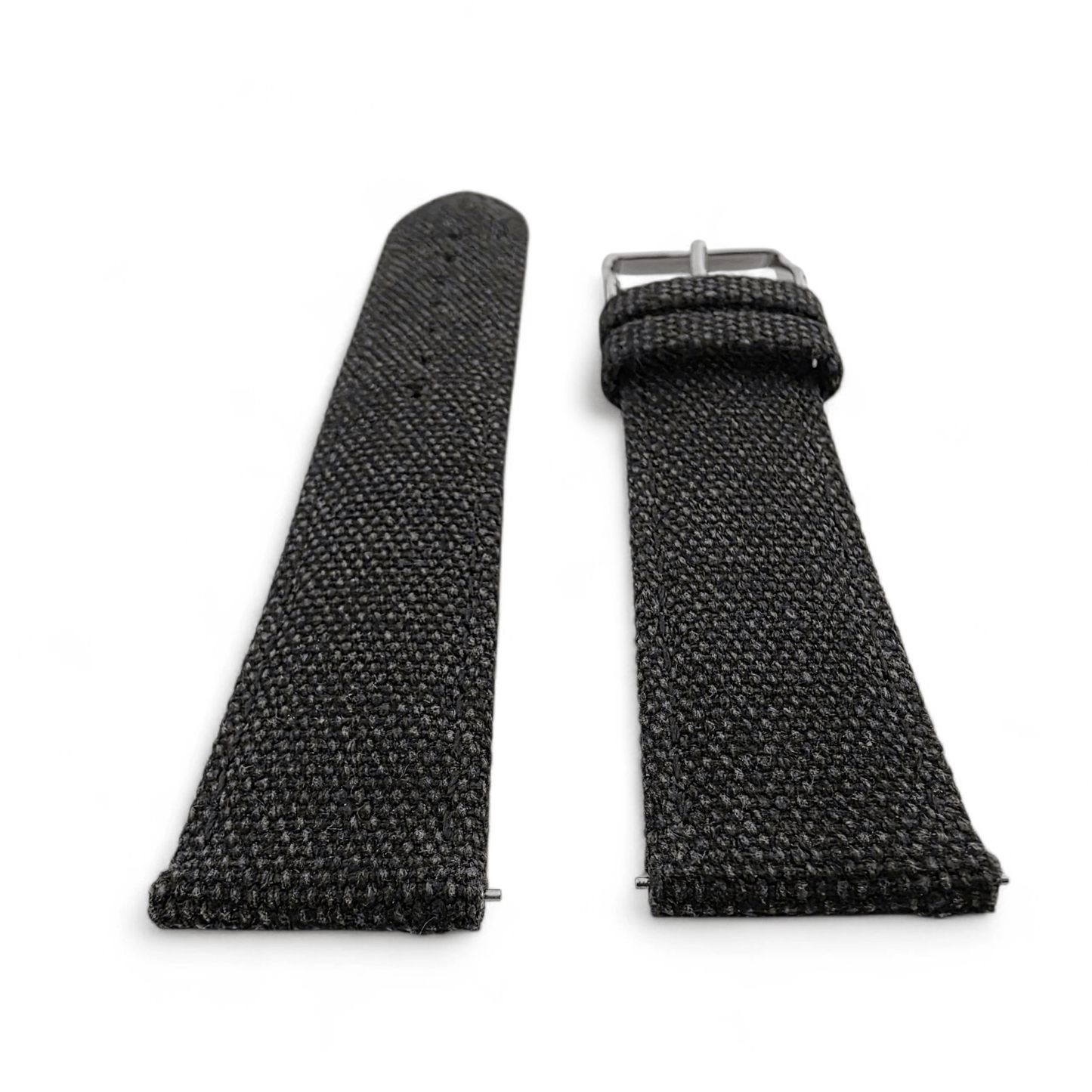 Premium Canvas Watch Strap 4mm Thick 18mm 20mm 22mm Washed Black - Wrist Envy