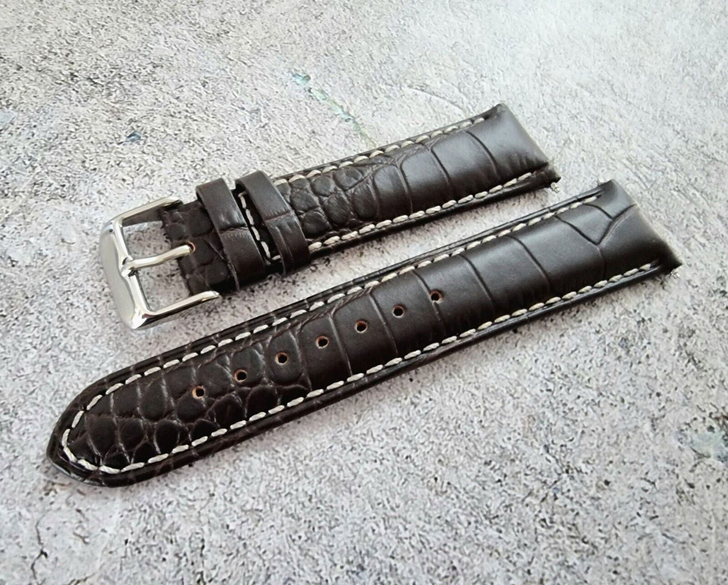 Premium Crocodile Aligator Grain Watch Strap 18mm 20mm 22mm 24mm - Wrist Envy