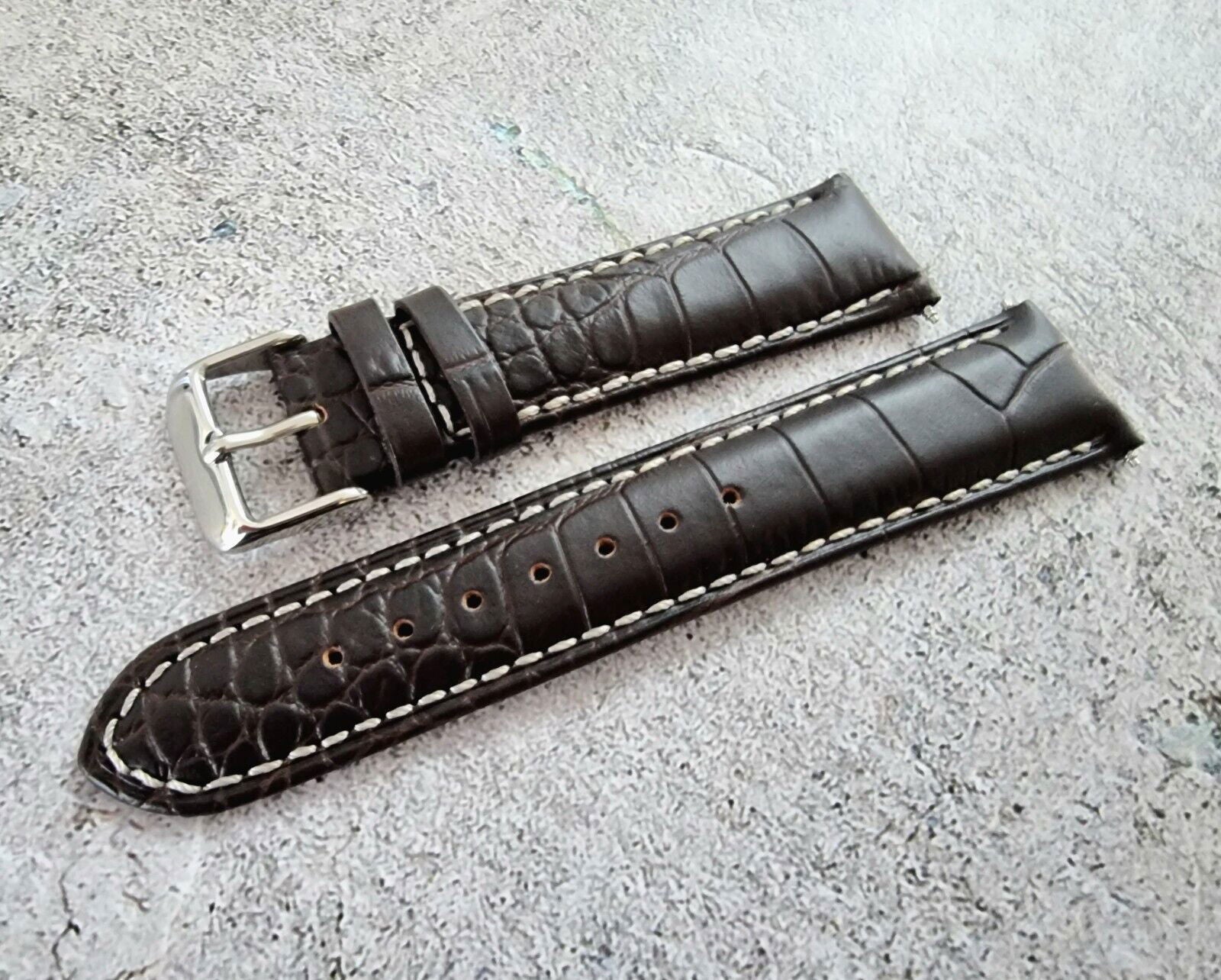 Premium Crocodile Aligator Grain Watch Strap 18mm 20mm 22mm 24mm - Wrist Envy