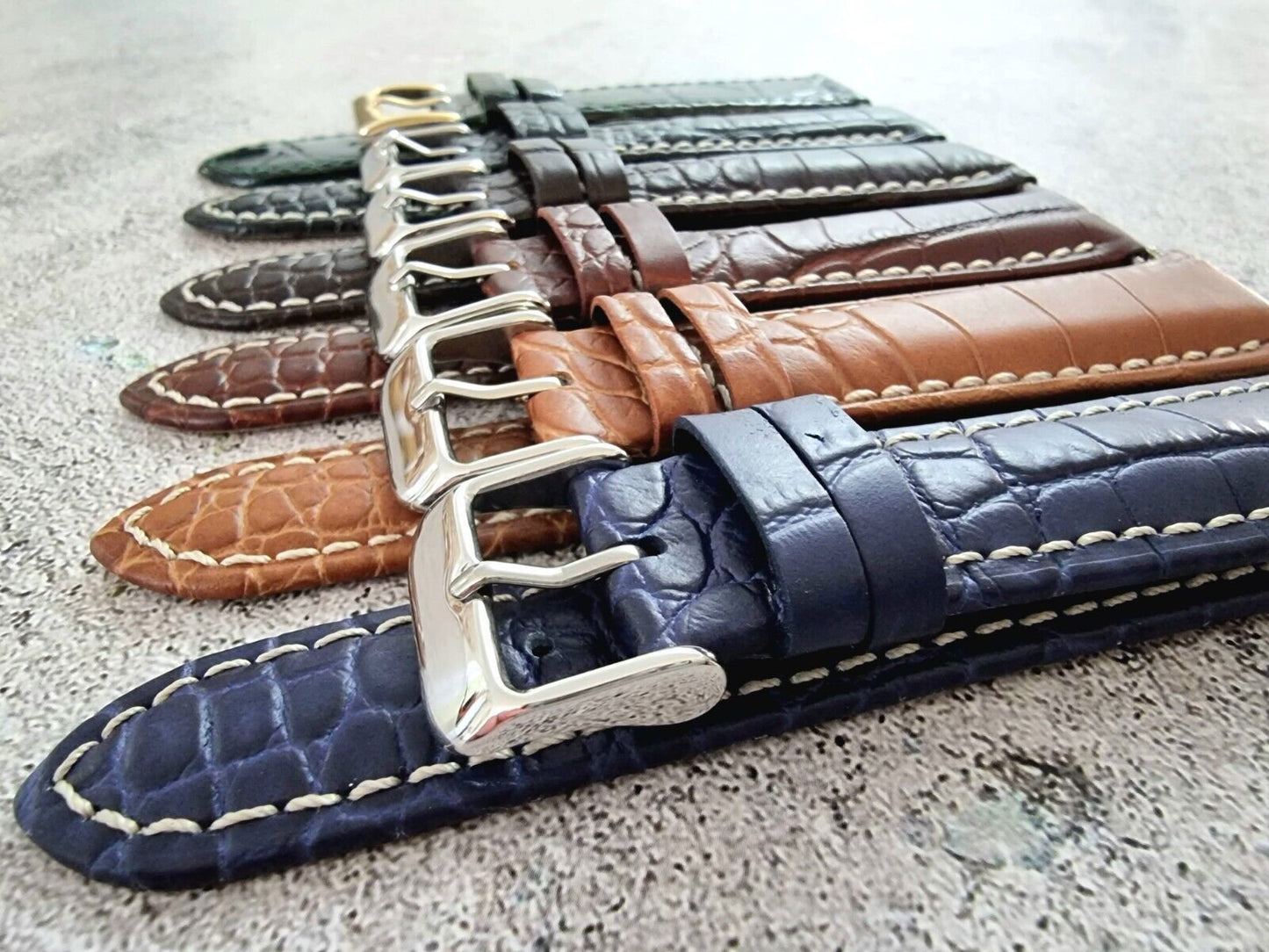 Premium Crocodile Aligator Grain Watch Strap 18mm 20mm 22mm 24mm - Wrist Envy