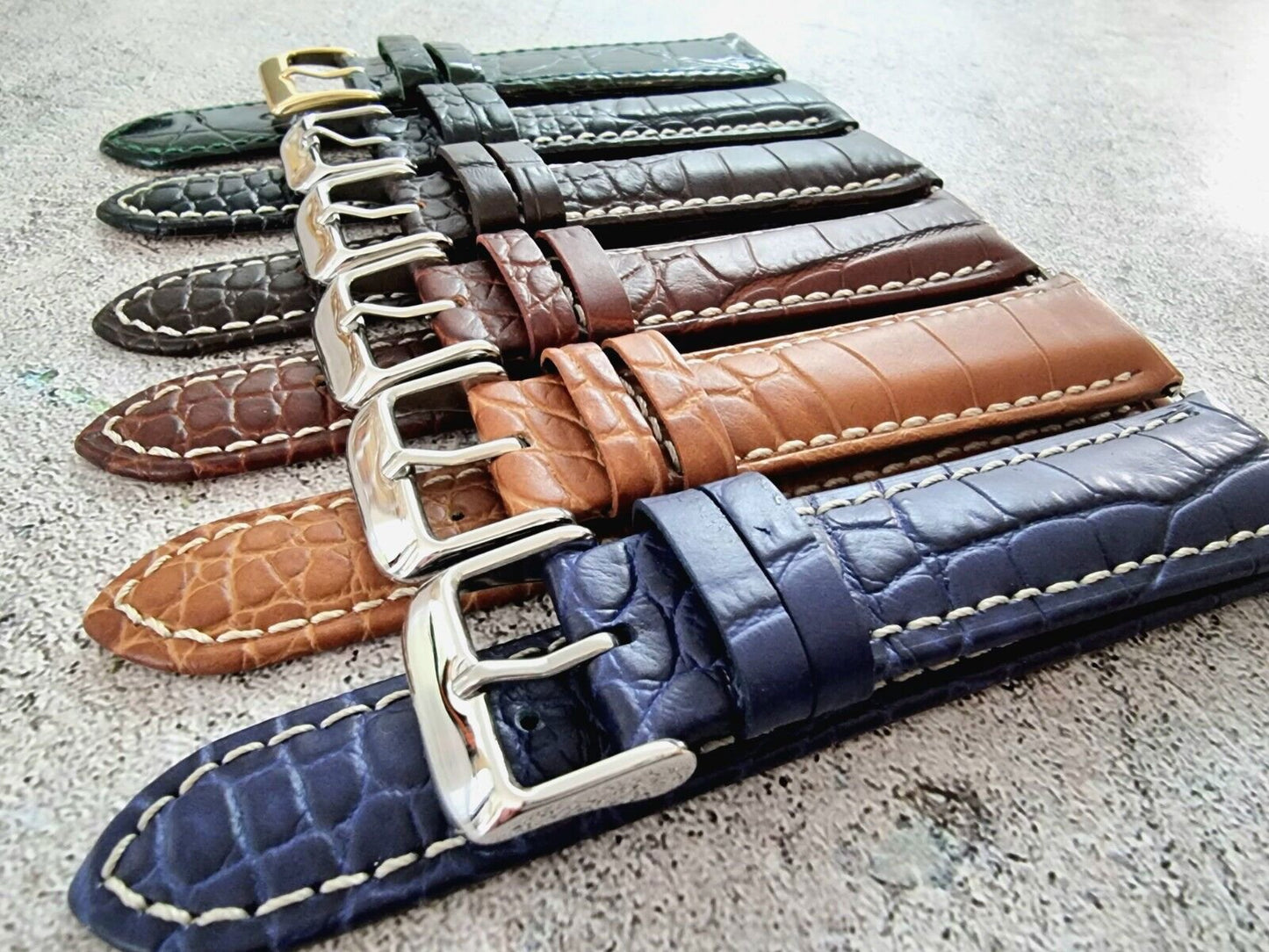 Premium Crocodile Aligator Grain Watch Strap 18mm 20mm 22mm 24mm - Wrist Envy