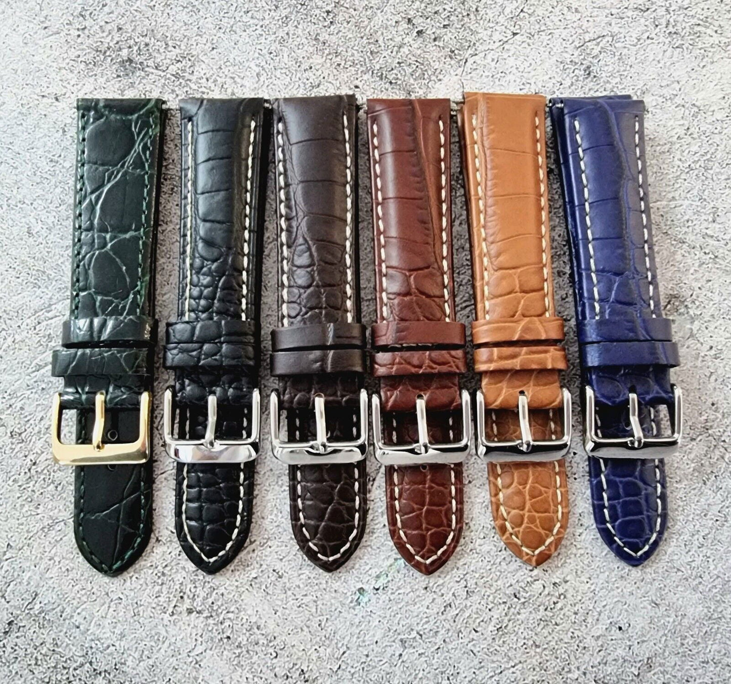 Premium Crocodile Aligator Grain Watch Strap 18mm 20mm 22mm 24mm - Wrist Envy