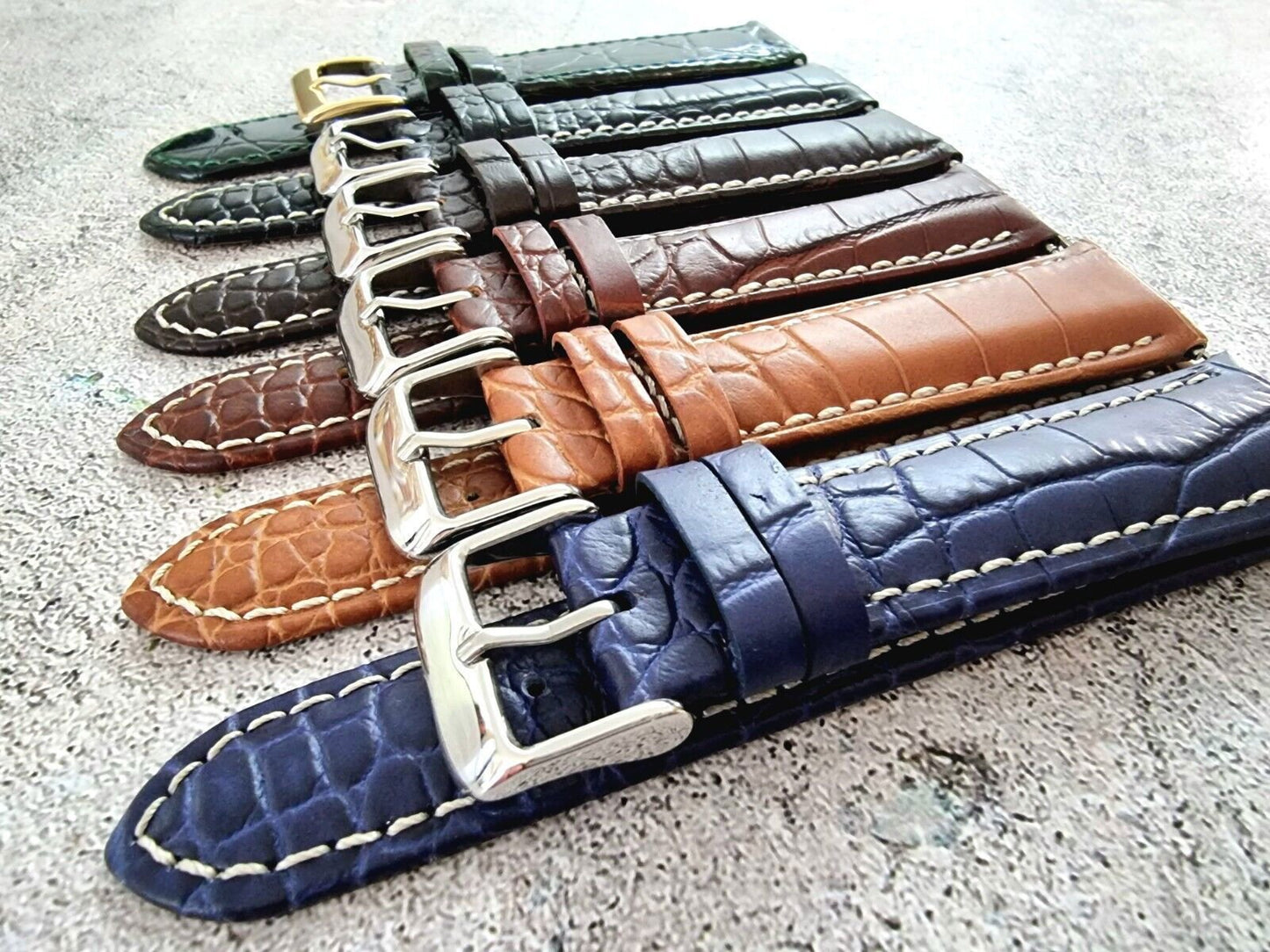 Premium Crocodile Aligator Grain Watch Strap 18mm 20mm 22mm 24mm - Wrist Envy