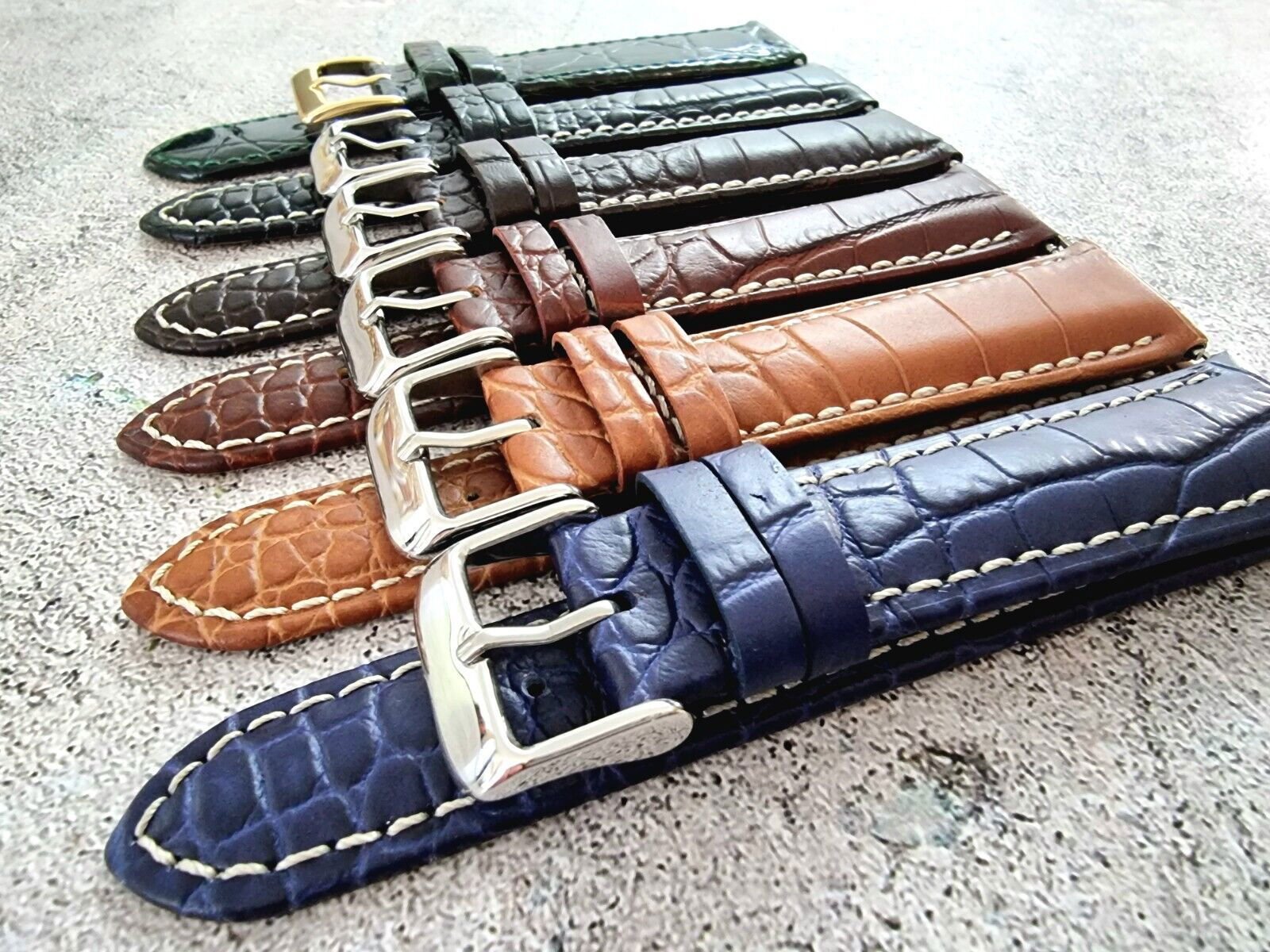 Premium Crocodile Aligator Grain Watch Strap 18mm 20mm 22mm 24mm - Wrist Envy