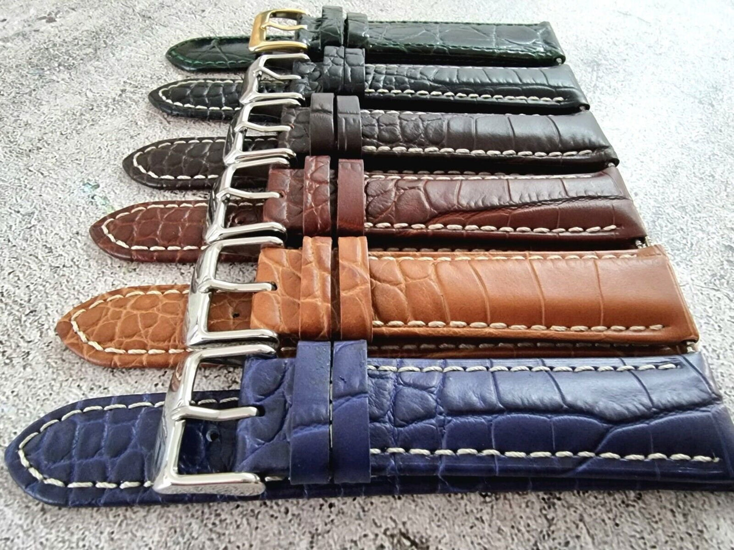 Premium Crocodile Aligator Grain Watch Strap 18mm 20mm 22mm 24mm - Wrist Envy