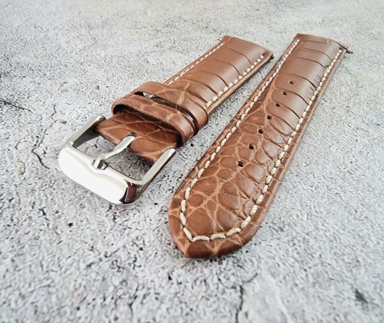 Premium Crocodile Aligator Grain Watch Strap 18mm 20mm 22mm 24mm - Wrist Envy