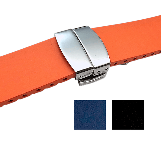 Premium FKM Rubber Cut To Size Deployment Watch Strap Band Mens Divers 20mm 22mm XL - Wrist Envy